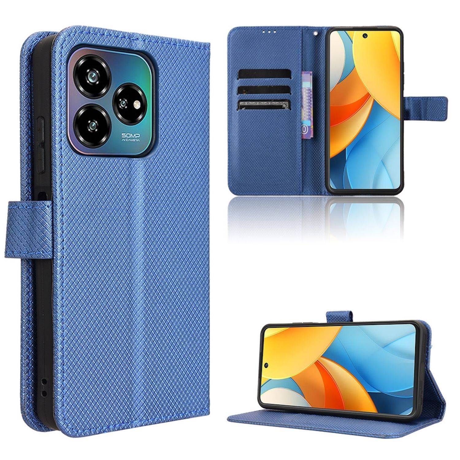 Für ZTE Blade V60 Vita / Axon 60 Lite Design Kunst Leder Hülle Blau