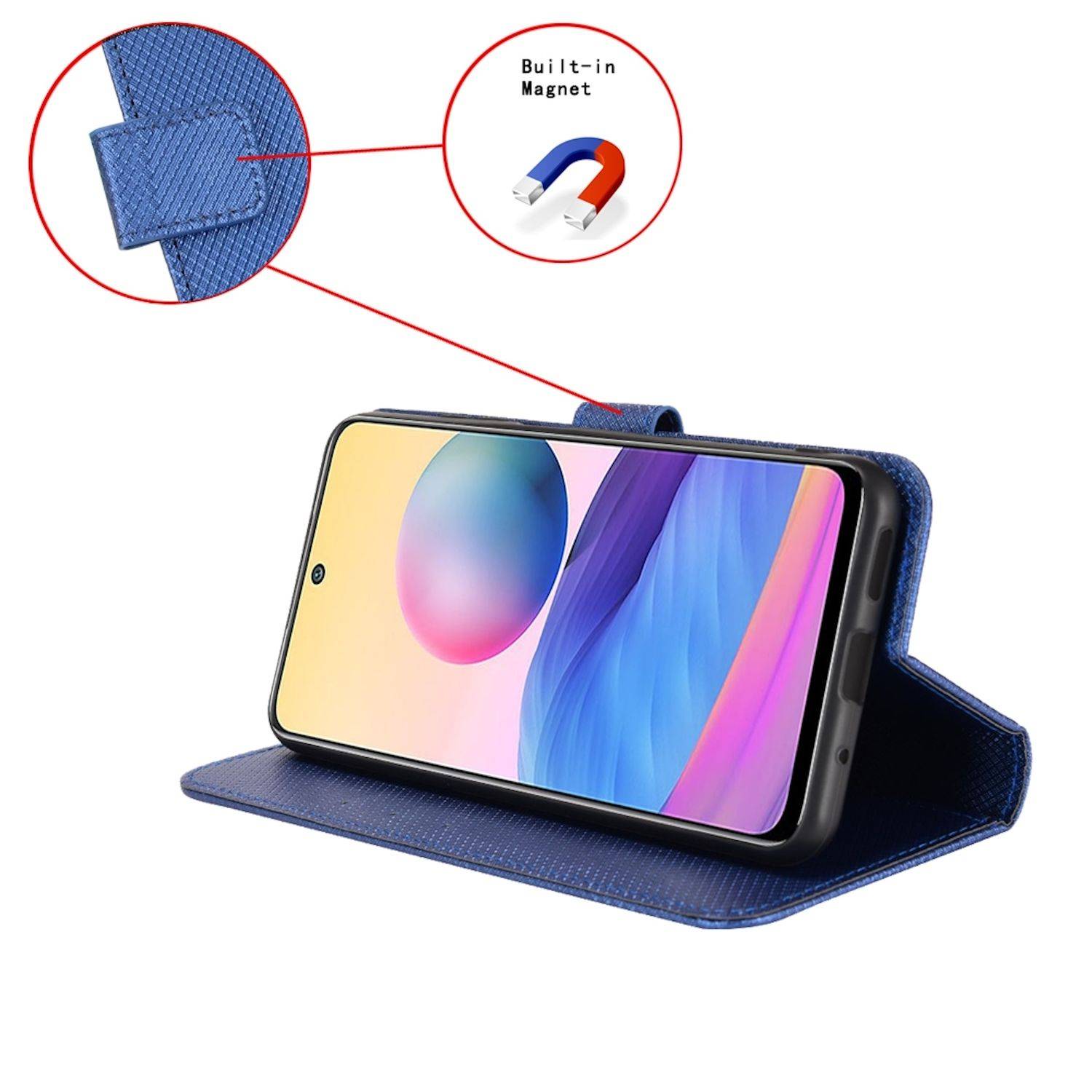 Für ZTE Blade V60 Vita / Axon 60 Lite Design Kunst Leder Hülle Blau