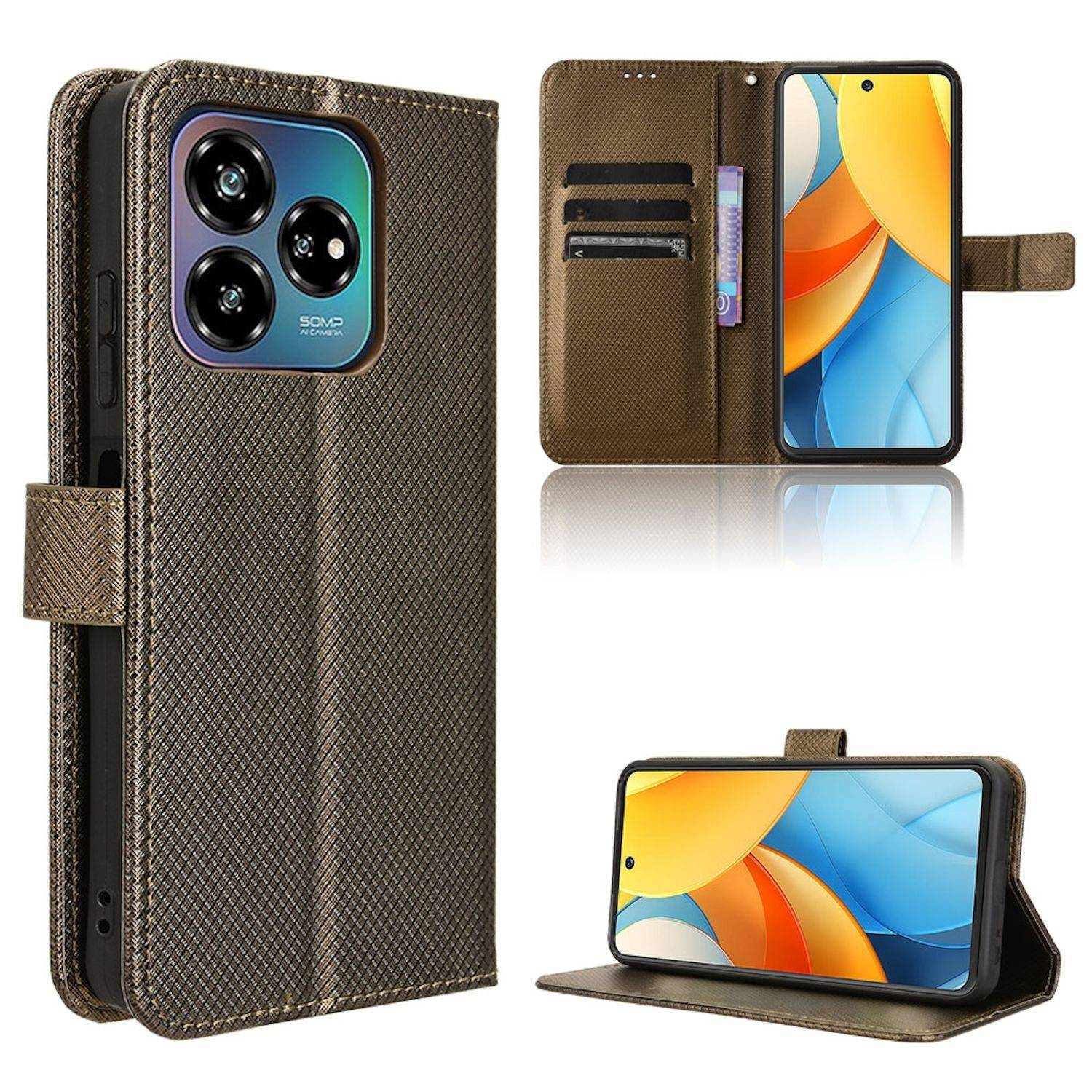Für ZTE Blade V60 Vita / Axon 60 Lite Design Kunst Leder Hülle Braun
