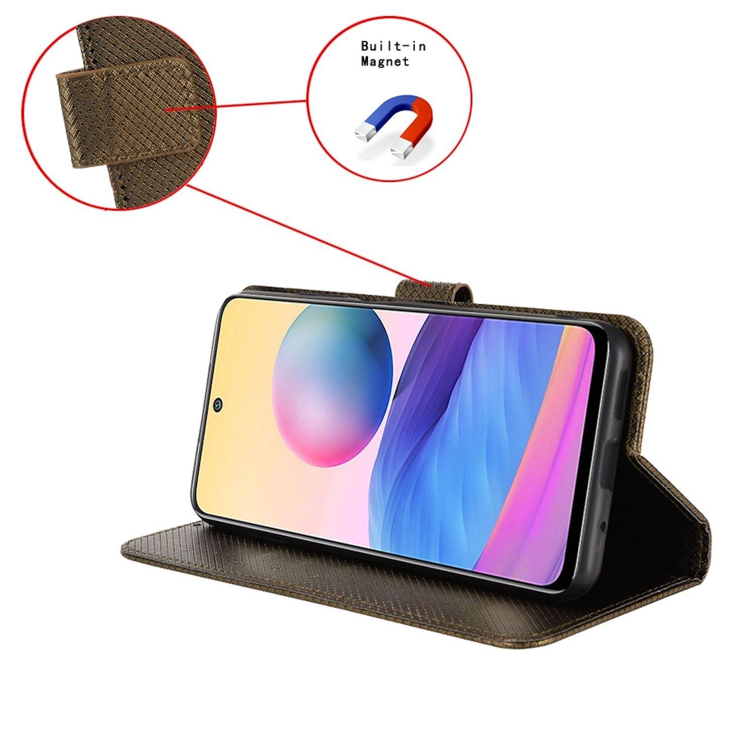 Für ZTE Blade V60 Vita / Axon 60 Lite Design Kunst Leder Hülle Braun