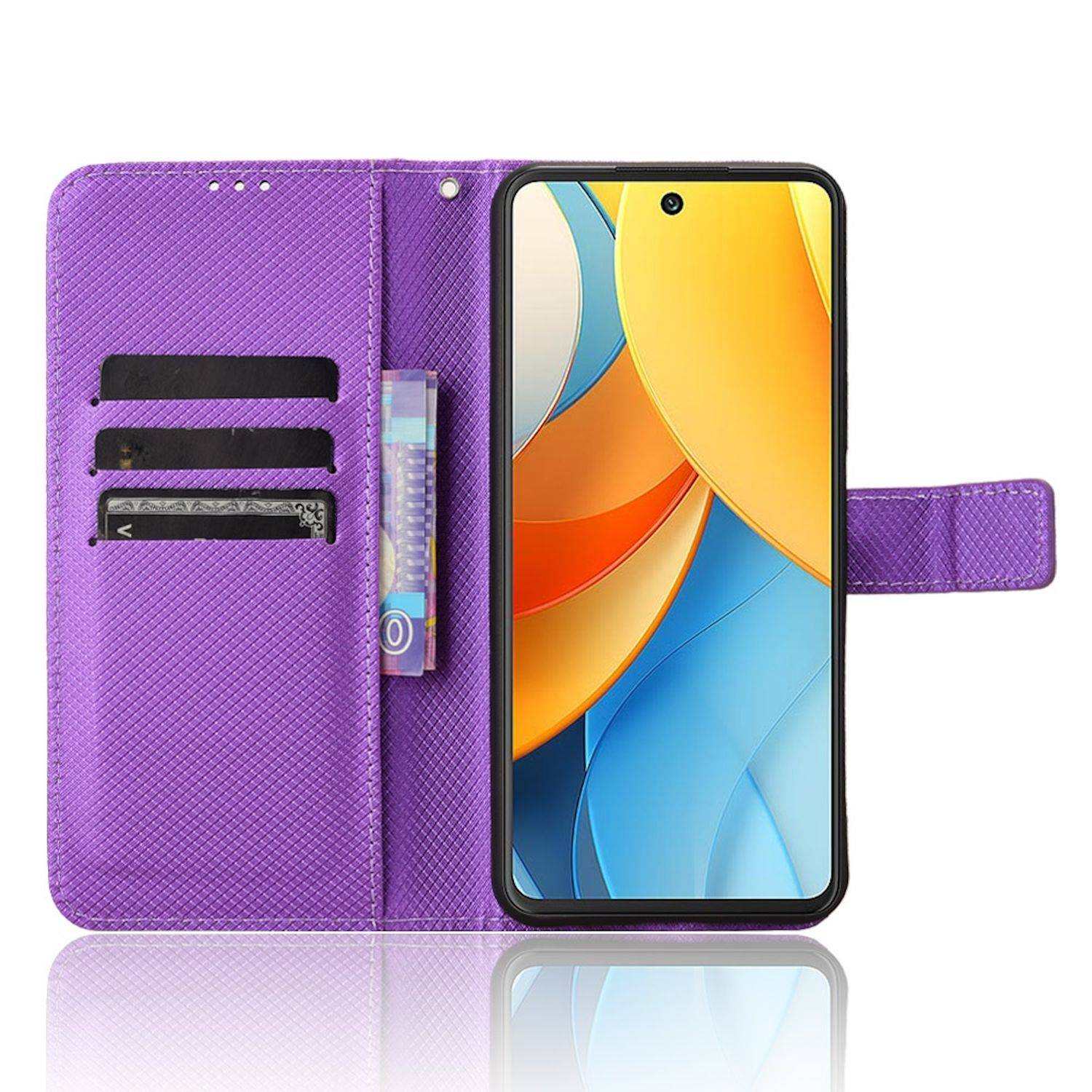 Für ZTE Blade V60 Vita / Axon 60 Lite Design Kunst Leder Hülle Lila