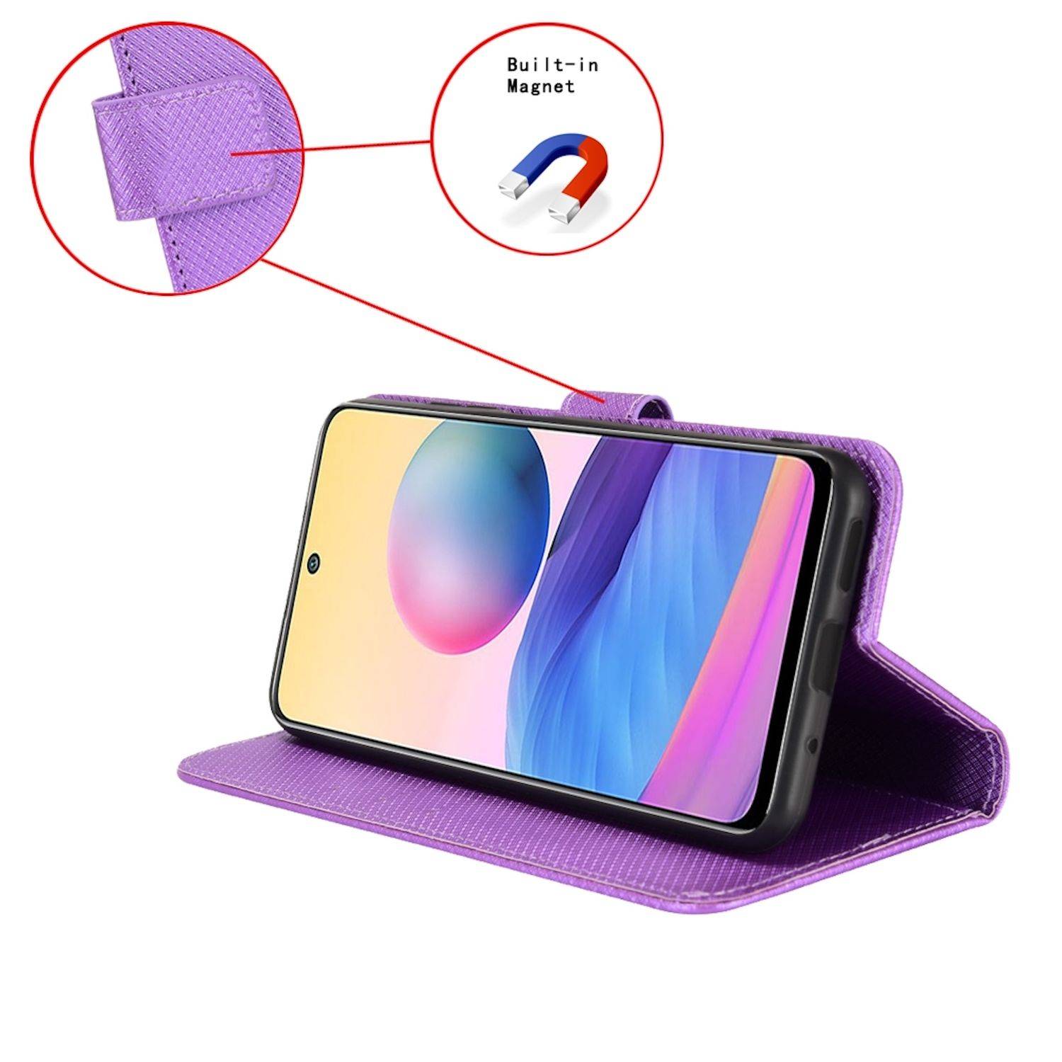 Für ZTE Blade V60 Vita / Axon 60 Lite Design Kunst Leder Hülle Lila