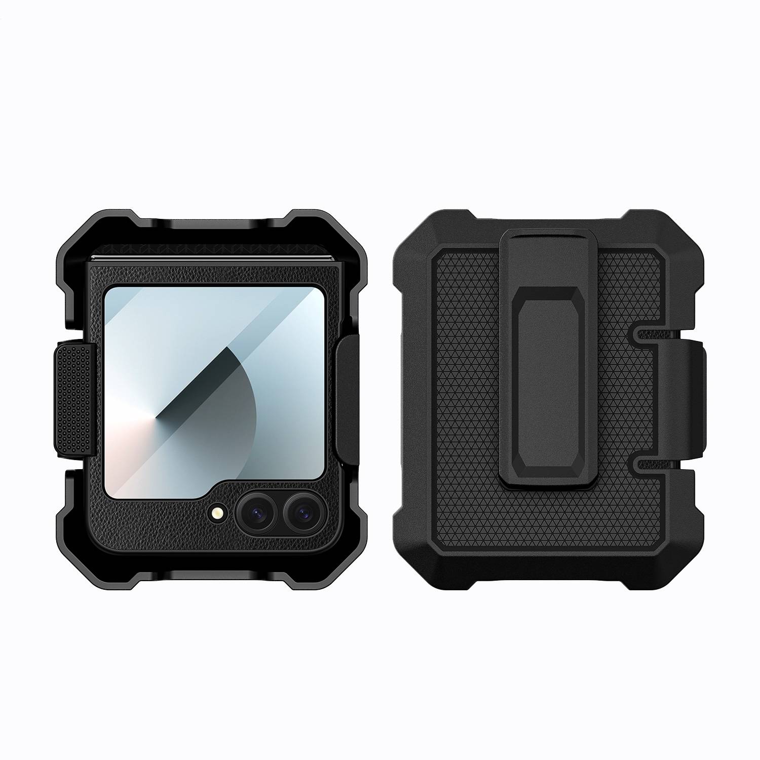Für Samsung Galaxy Z Flip6 Hybrid Kunst Leder Handy Hülle mit Rückclip