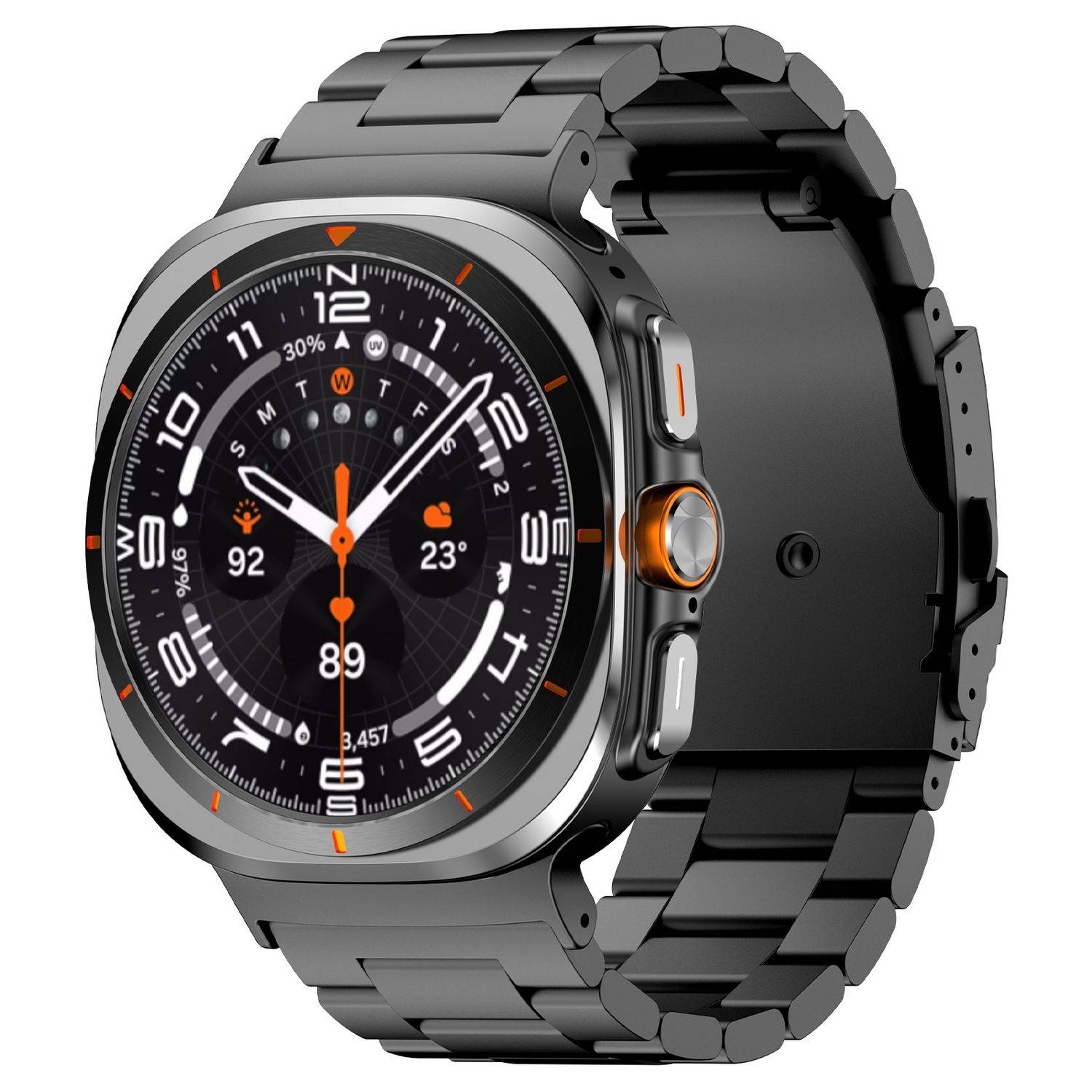 Für Samsung Galaxy Watch Ultra 47mm Three Bead Metall Armband Schwarz