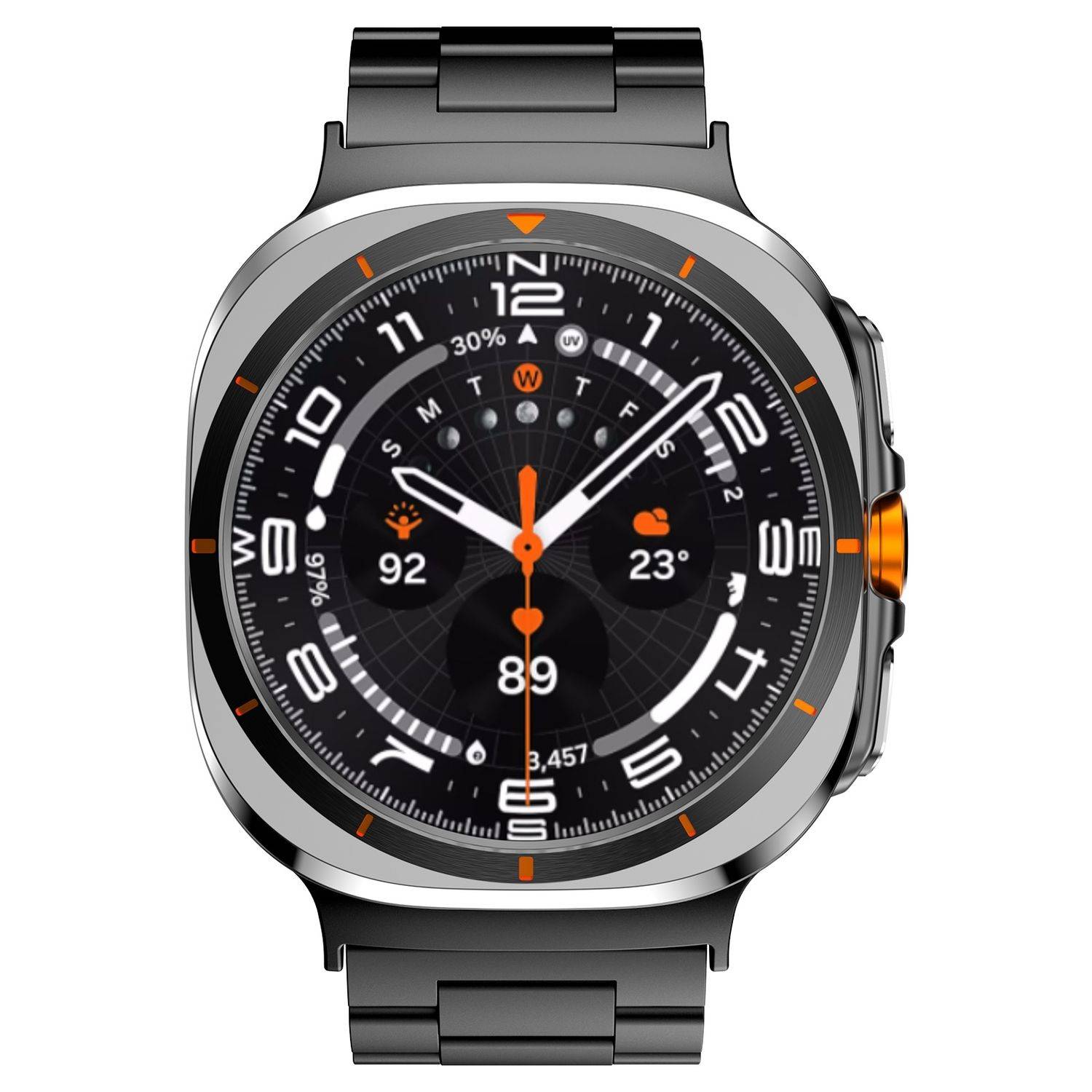 Für Samsung Galaxy Watch Ultra 47mm Three Bead Metall Armband Schwarz
