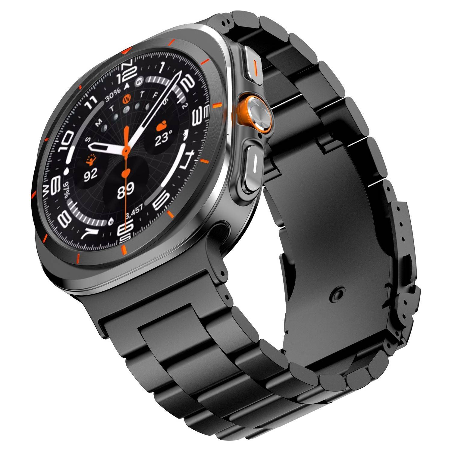 Für Samsung Galaxy Watch Ultra 47mm Three Bead Metall Armband Schwarz
