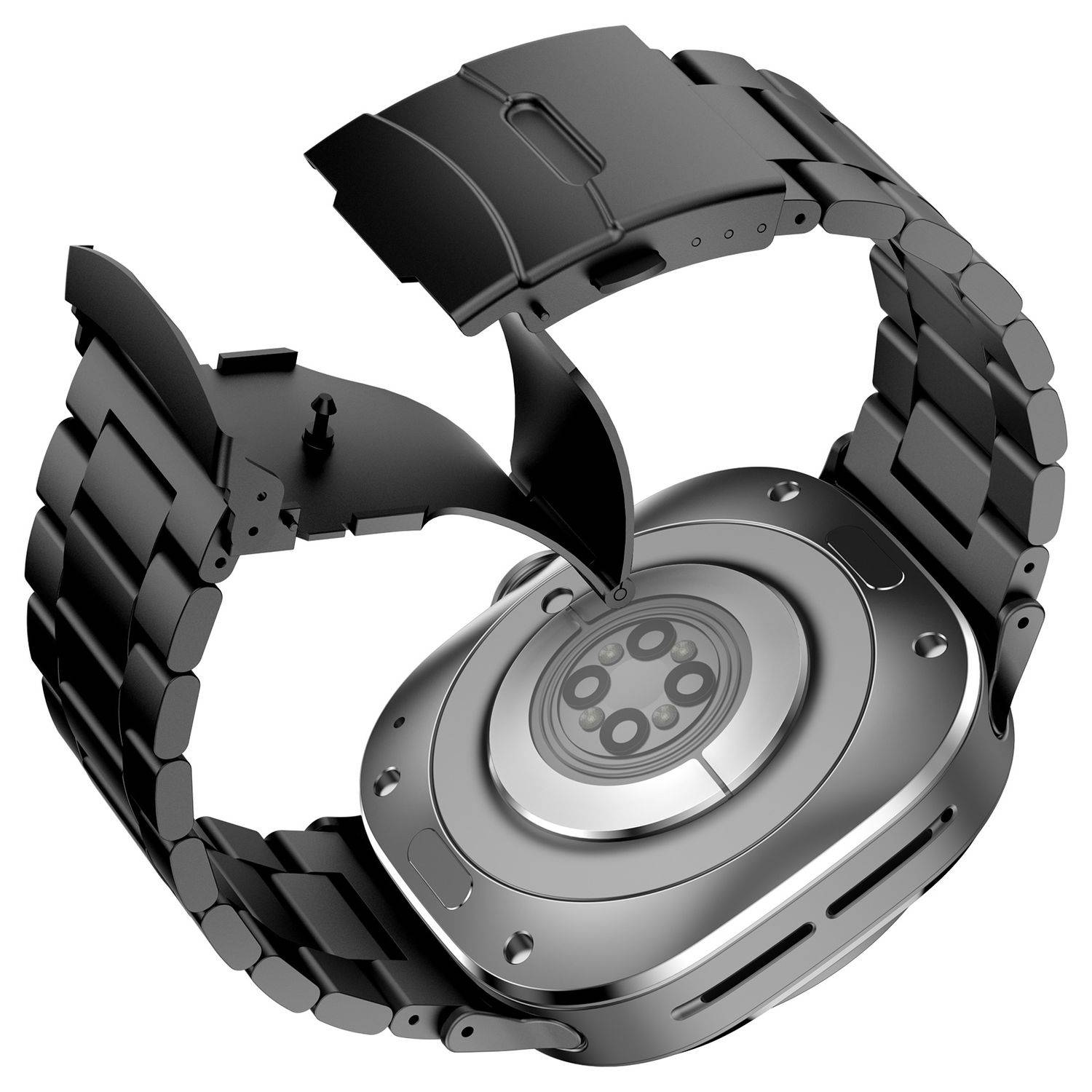 Für Samsung Galaxy Watch Ultra 47mm Three Bead Metall Armband Schwarz