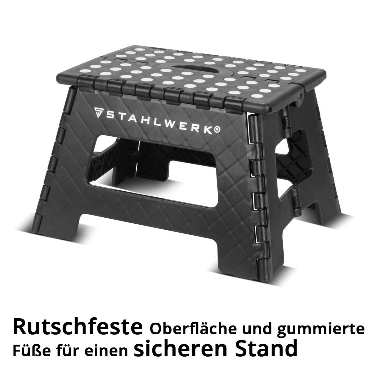 STAHLWERK Klapptritt KT-2 ST 2er Set mit 150 kg Tragkraft Faltbarer Tritthocker
