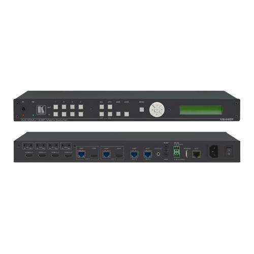 KRAMER VS-44DT - 4x4 4K UHD HDMI/HDBaseT Matrix-Switcher (4K@60Hz | 4:2:0 | WUXGA | 19“ Rackformat | PoE)
