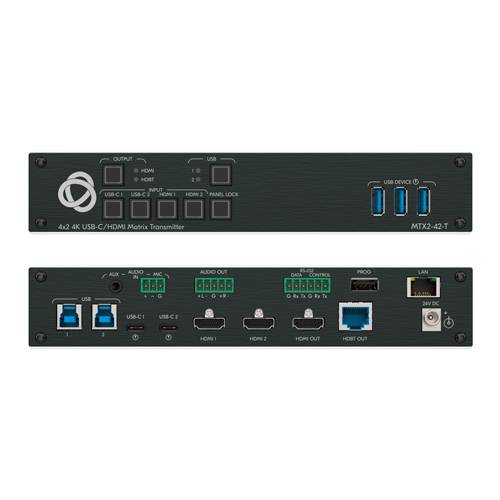 KRAMER MTX2-42-T - 4x2 4K USB-C/HDMI Matrix-Transmitter (4K@60Hz | 4:2:0 | HDBaseT 2.0 | Steuerungs-Gateway | HDCP 2.2 |