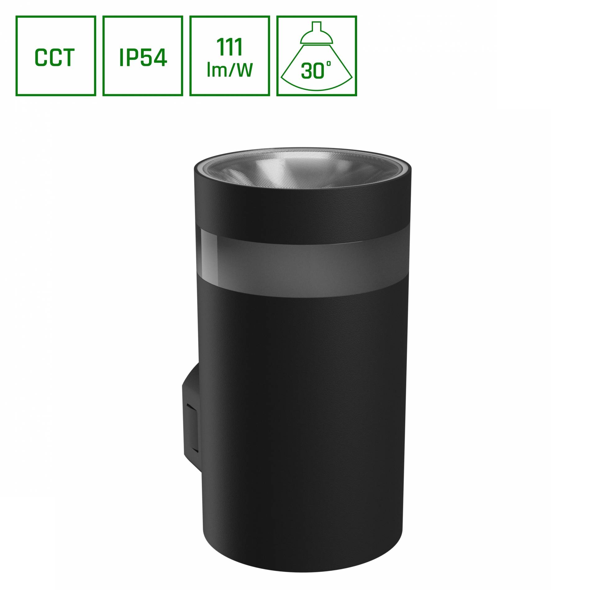 Spectrum LED Außenleuchte TORRE RING 9W 1000lm IP54 Wandleuchte rund schwarz CCT 3000-6000K