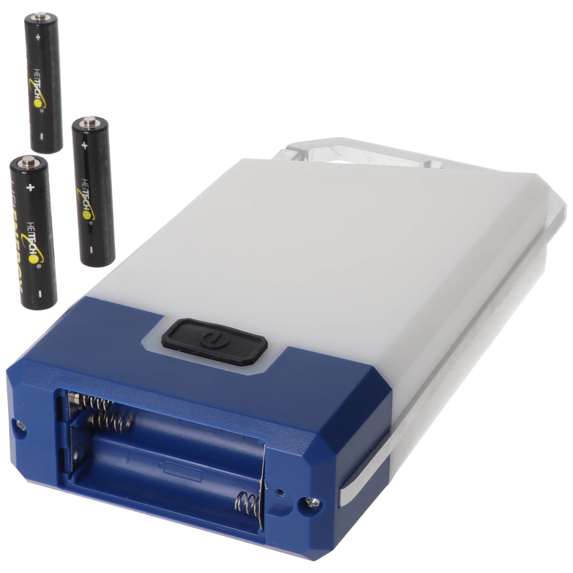 LED Camping Leuchte mit 3 Leuchtstufen, 250 Lumen, integrierter Karabinerhaken, inklusive 3x Micro, AAA Batterien