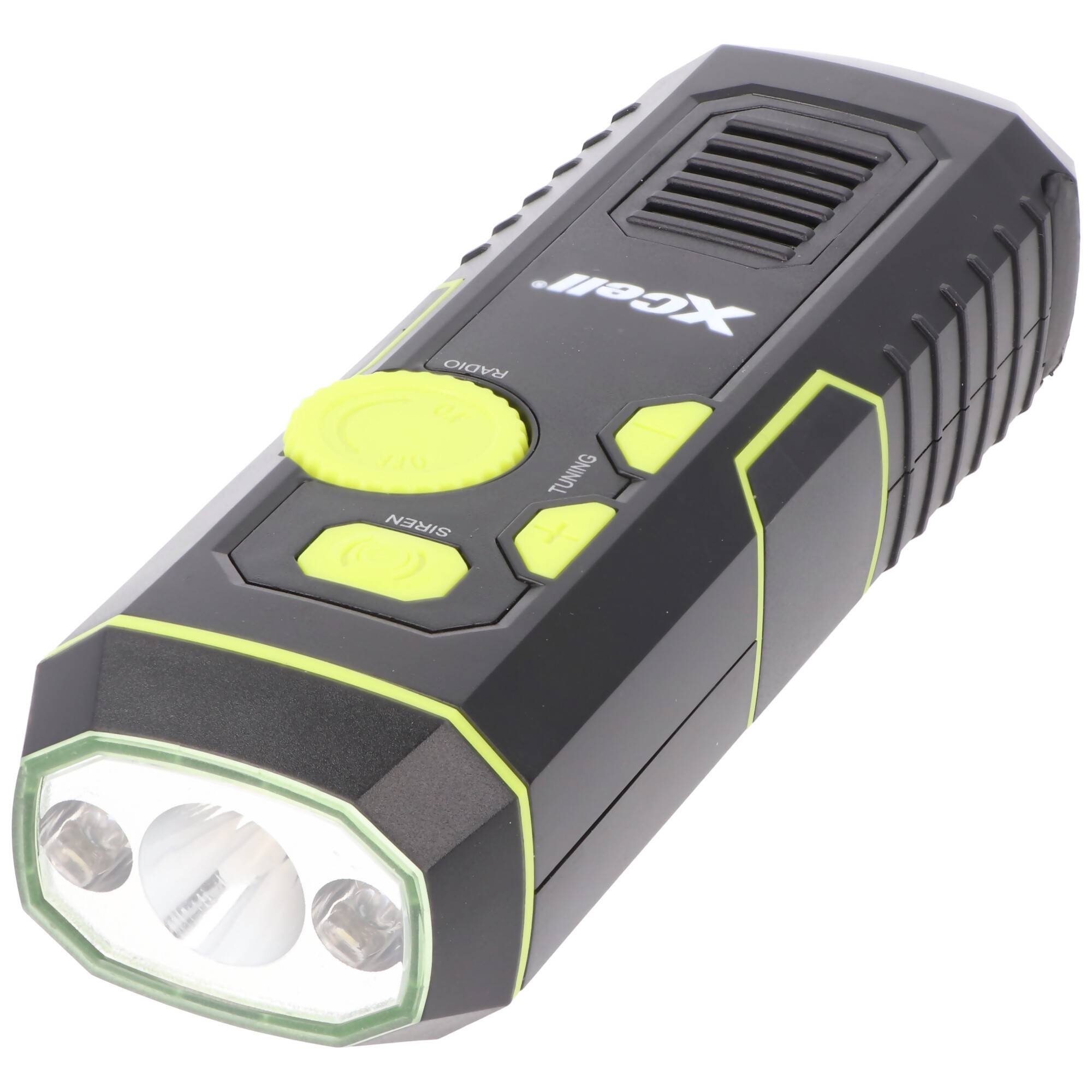 Dynamo Taschenlampe mit FM Radio, Alarm und Powerbank-Funktion, Anti-Blackout, aufladbare Notfall-Leuchte, 4in1 LED-Tasc