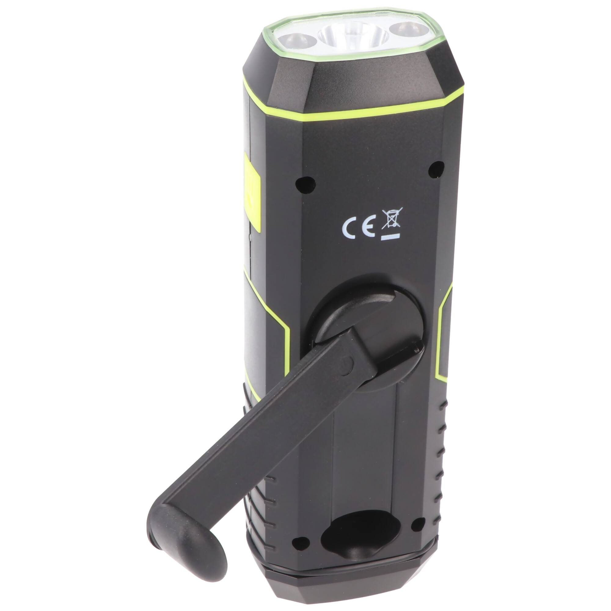 Dynamo Taschenlampe mit FM Radio, Alarm und Powerbank-Funktion, Anti-Blackout, aufladbare Notfall-Leuchte, 4in1 LED-Tasc