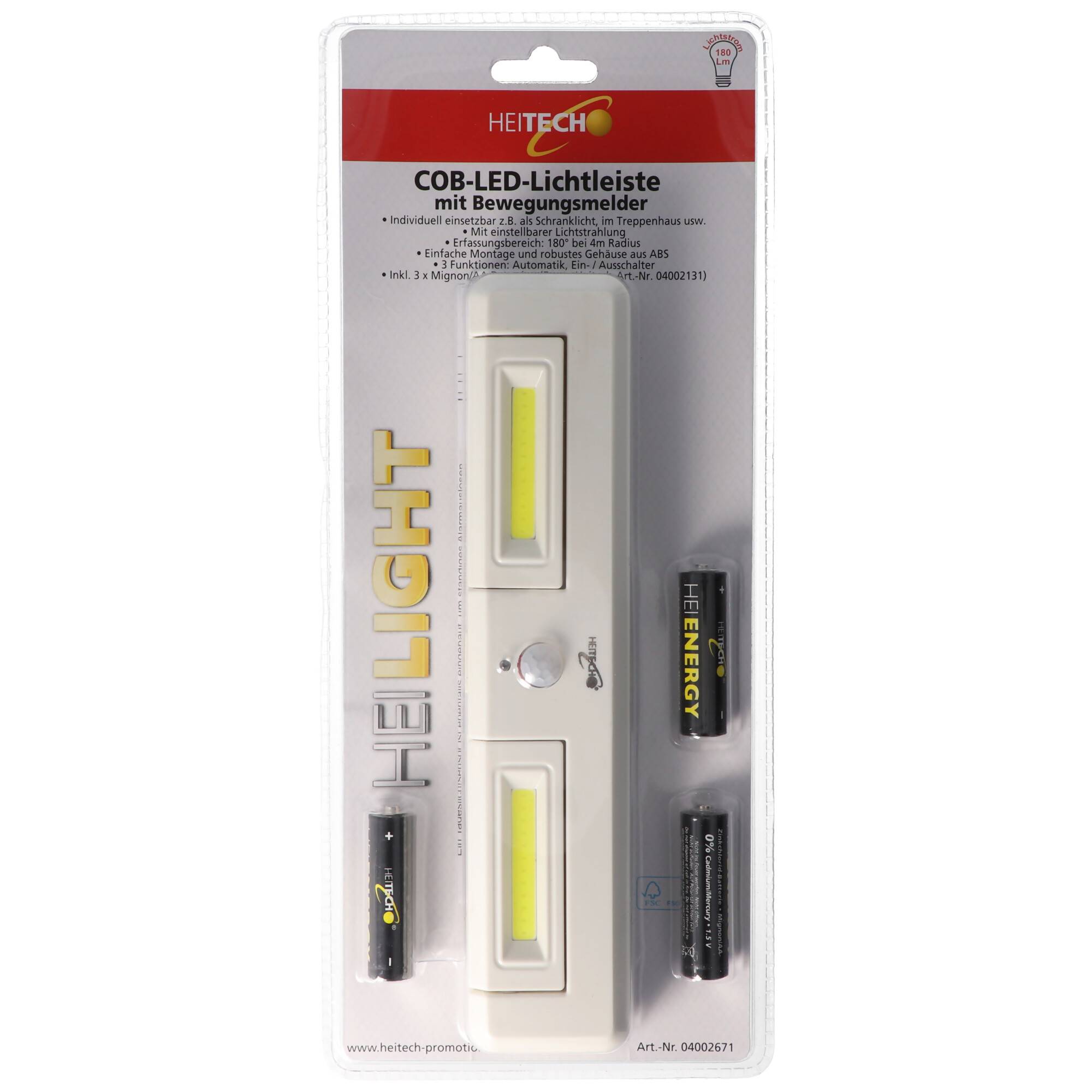 COB-LED-Lichtleiste mit Bewegungsmelder, ideal für Beleuchtung in Schränken, Treppenhäuser, Küchenzeilen, einstellbarer