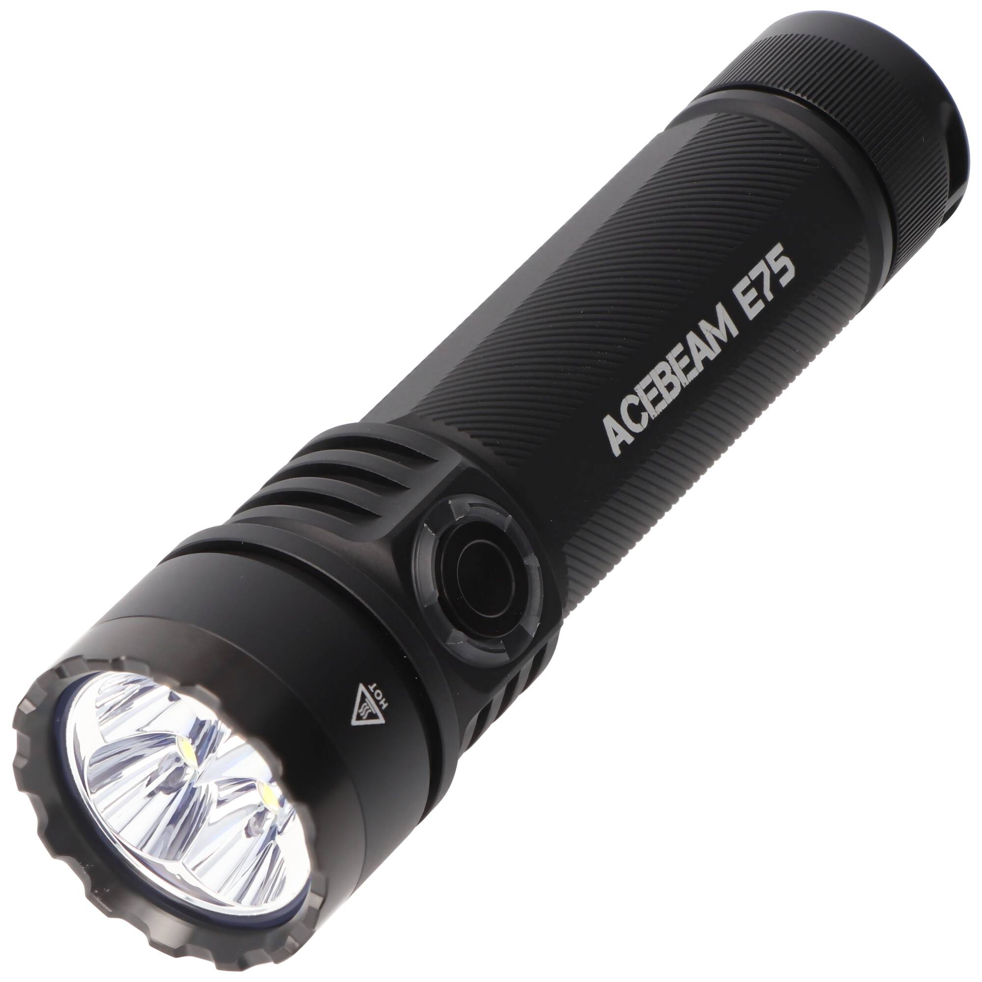 AceBeam E75 Quad Core LED Taschenlampe schwarz, 6.500K, bis zu 4500 Lumen Helligkeit, inklusive 21700 5000mAh Li-Ion Akk