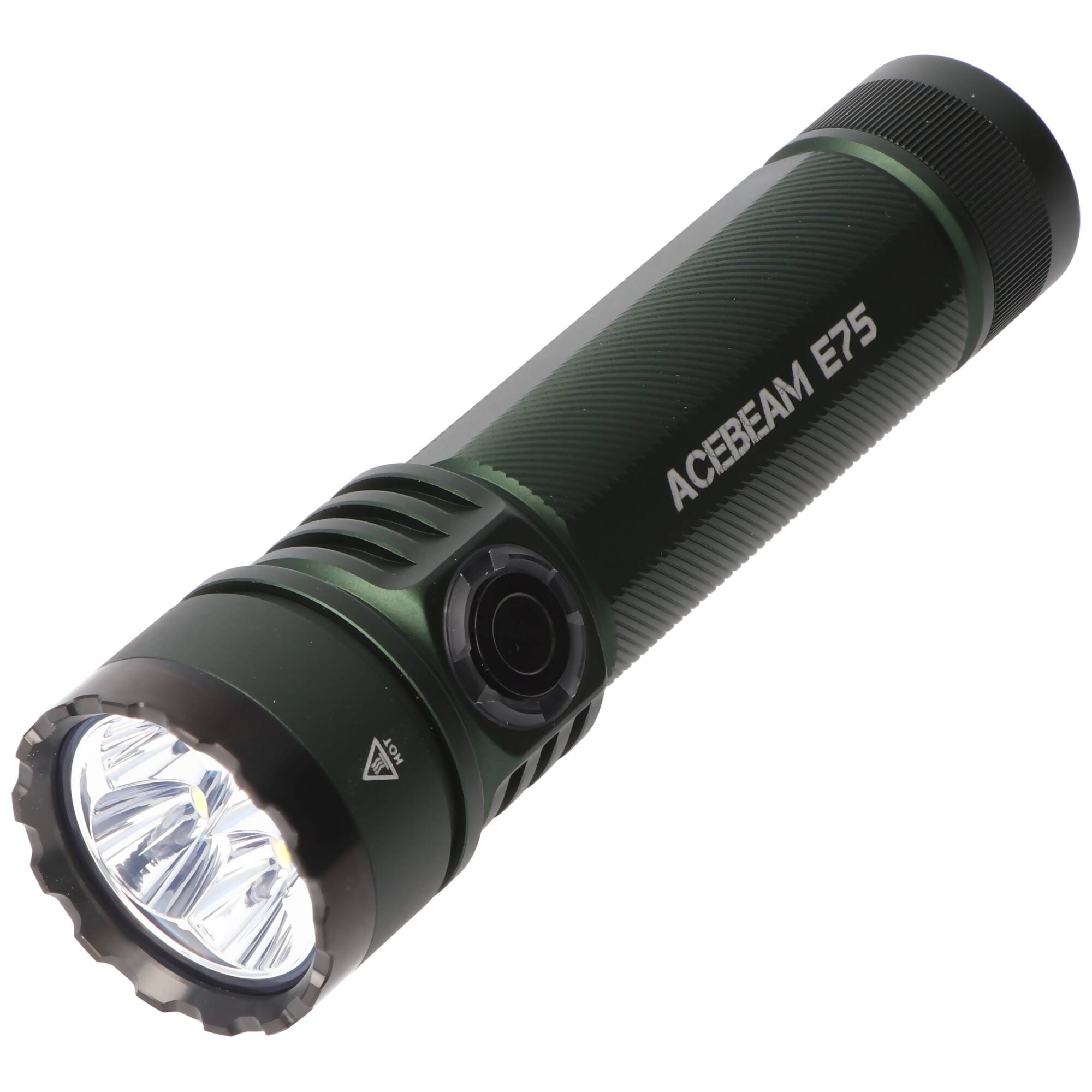 AceBeam E75 Quad Core LED Taschenlampe grün, 6.500K, bis zu 4.500 Lumen Helligkeit, inklusive 21700 5000mAh Li-Ion Akku