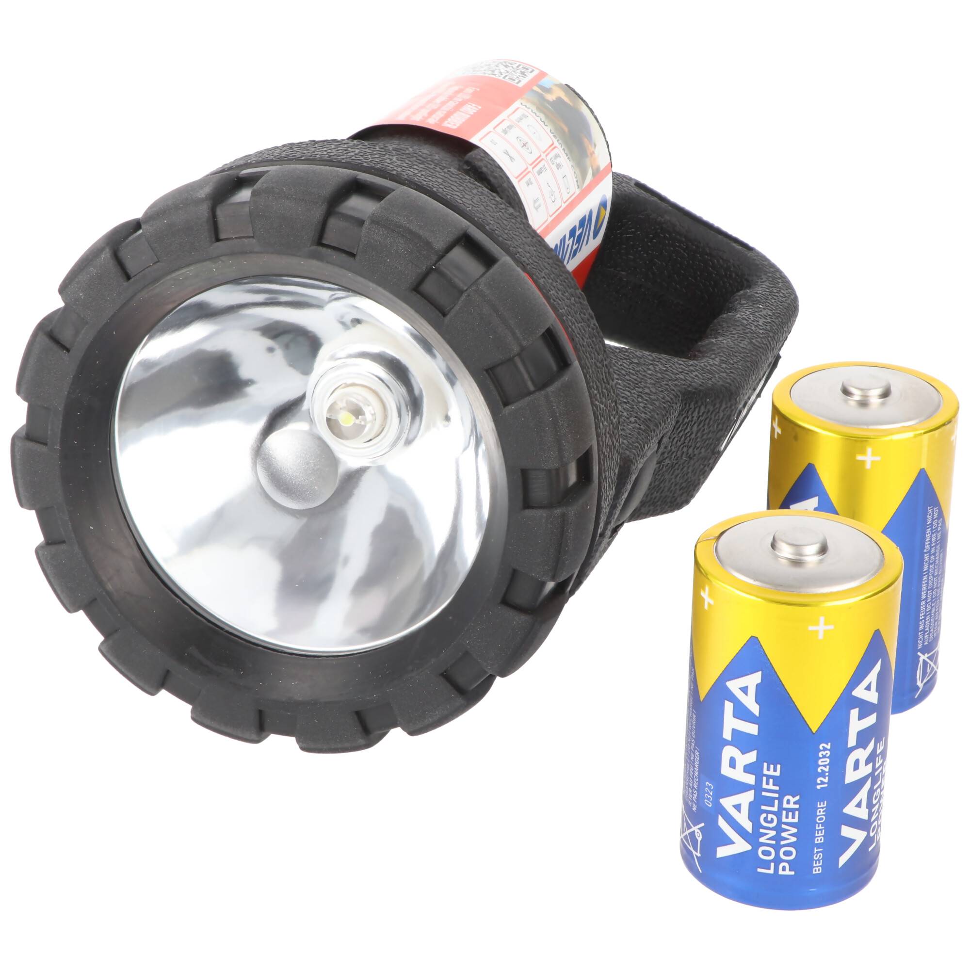 LED Handleuchte FARO RUBBER mit bis zu 35 Lumen, 0,5W aus natürlichem Kautschuk, inklusive 2 Stück Mono D Batterien