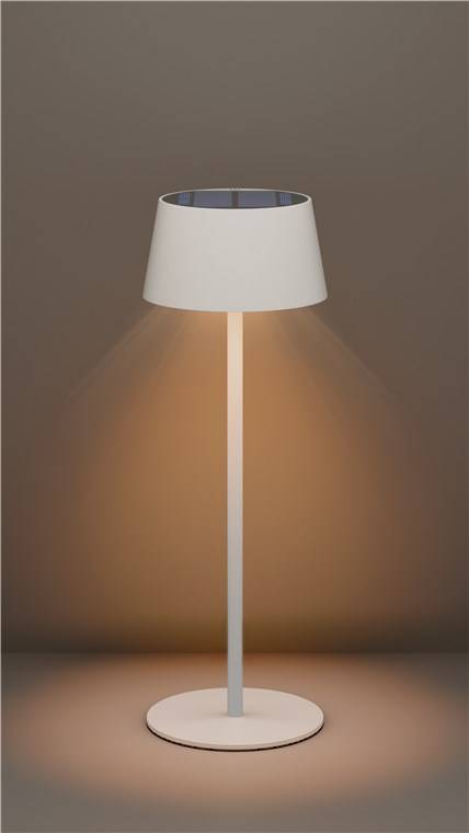 Kabellose LED-Tischleuchte mit Solar, mit Touch-Steuerung, warmweißes Licht, stufenlos dimmbar, weiß