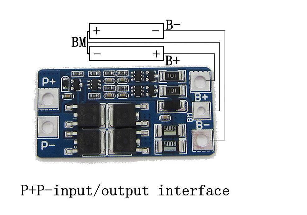 BMS - HX-2S-JH20 - 46 x 23 x 4mm - 7,4 Volt 2S / 10A