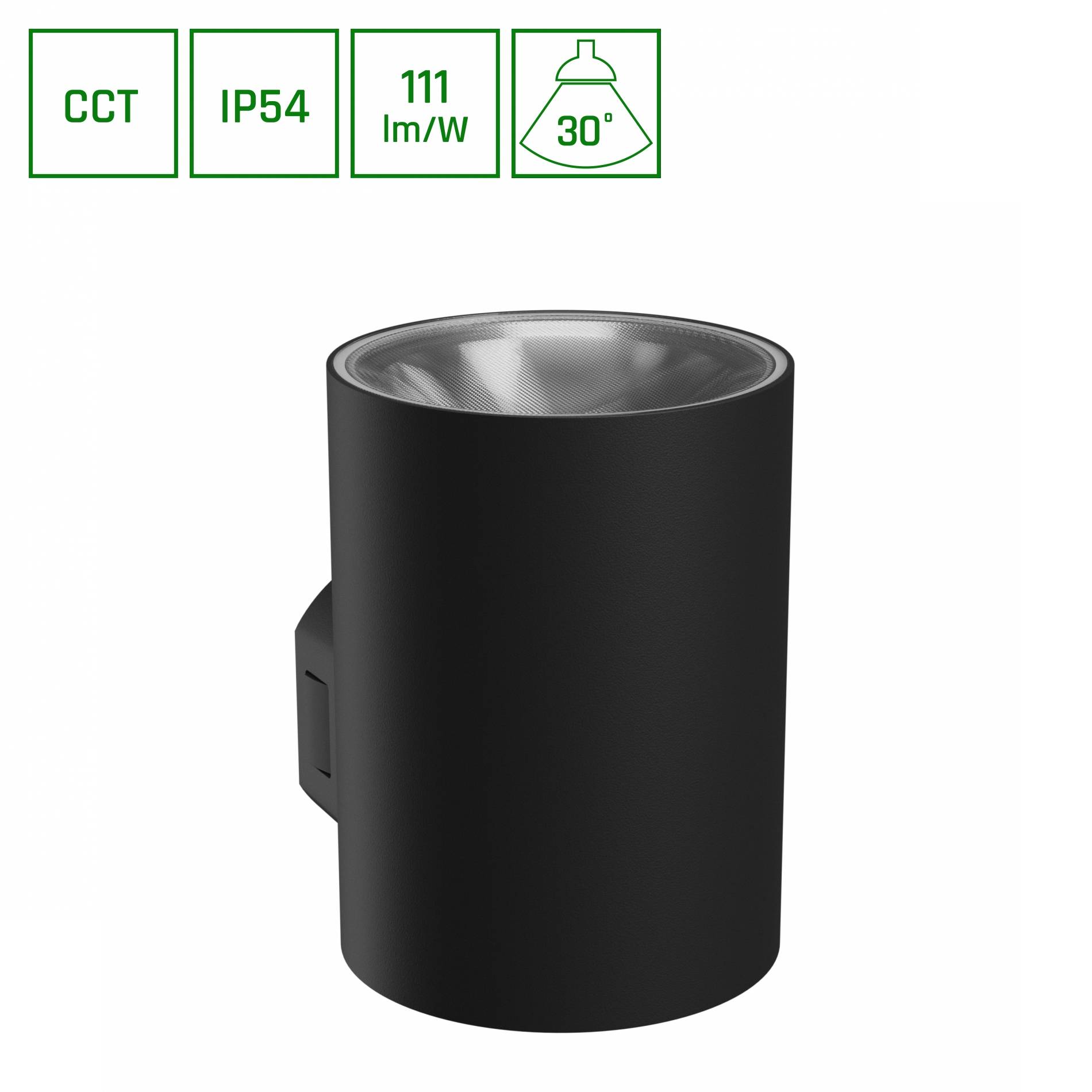 Spectrum LED Außenleuchte TORRE 9W 1000lm IP54 Wandleuchte rund schwarz CCT 3000-6000K