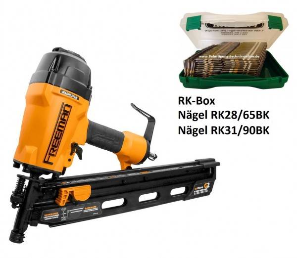 Freeman Streifennagler G2 FM2190 50-90mm + Prebena RK-Box für 7XR-RK90 Streifennägel 20°