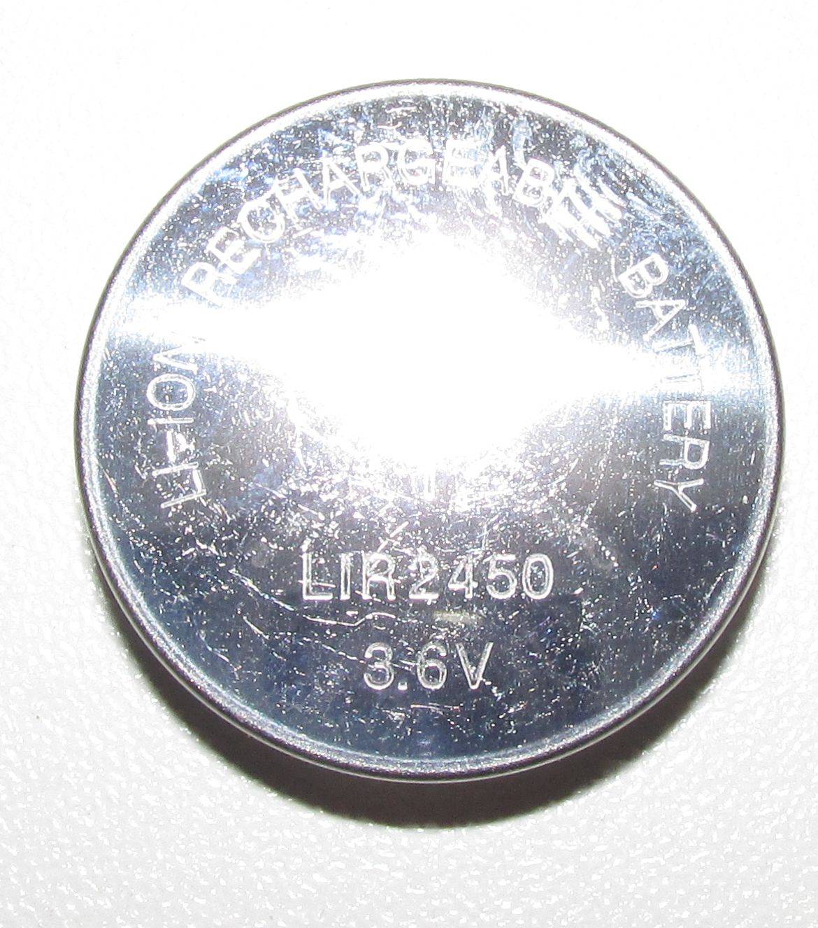 Akku - Knopfzelle - LIR2450 - 3,6 Volt 120mAh Li-Ion ohne Lötfahne [Ableiter]