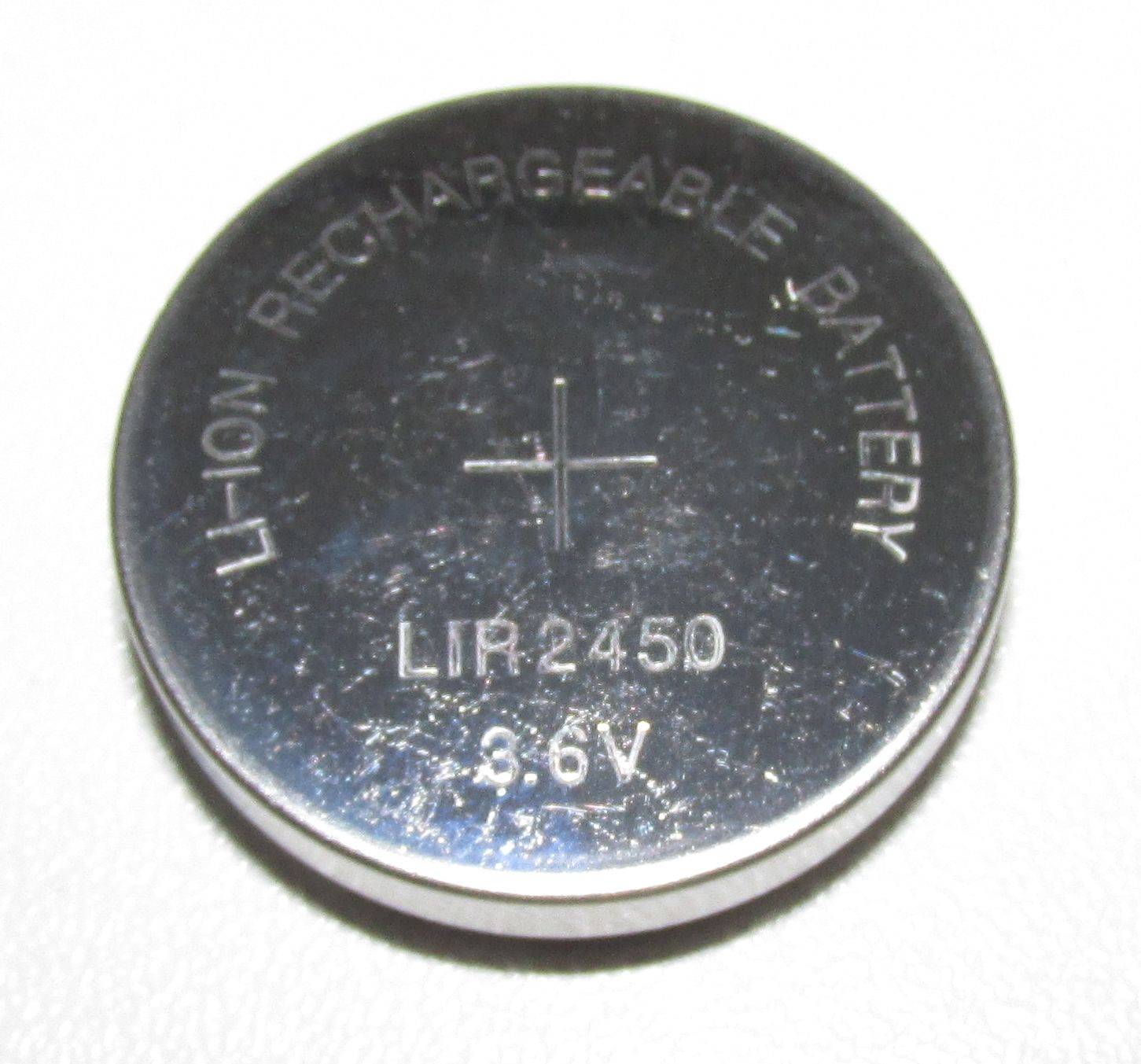 Akku - Knopfzelle - LIR2450 - 3,6 Volt 120mAh Li-Ion ohne Lötfahne [Ableiter]