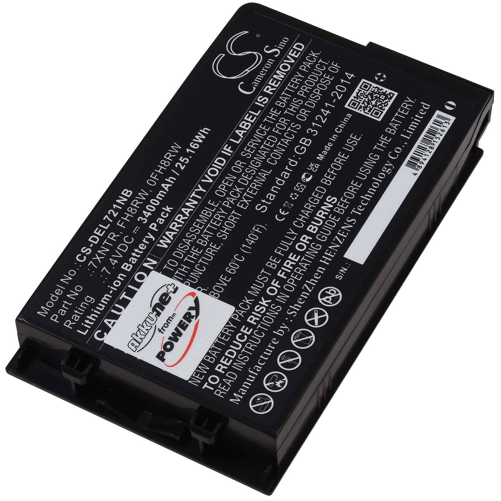 Powery Akku kompatibel mit Dell Typ 0FH8RW, 7,4V, Li-Ion