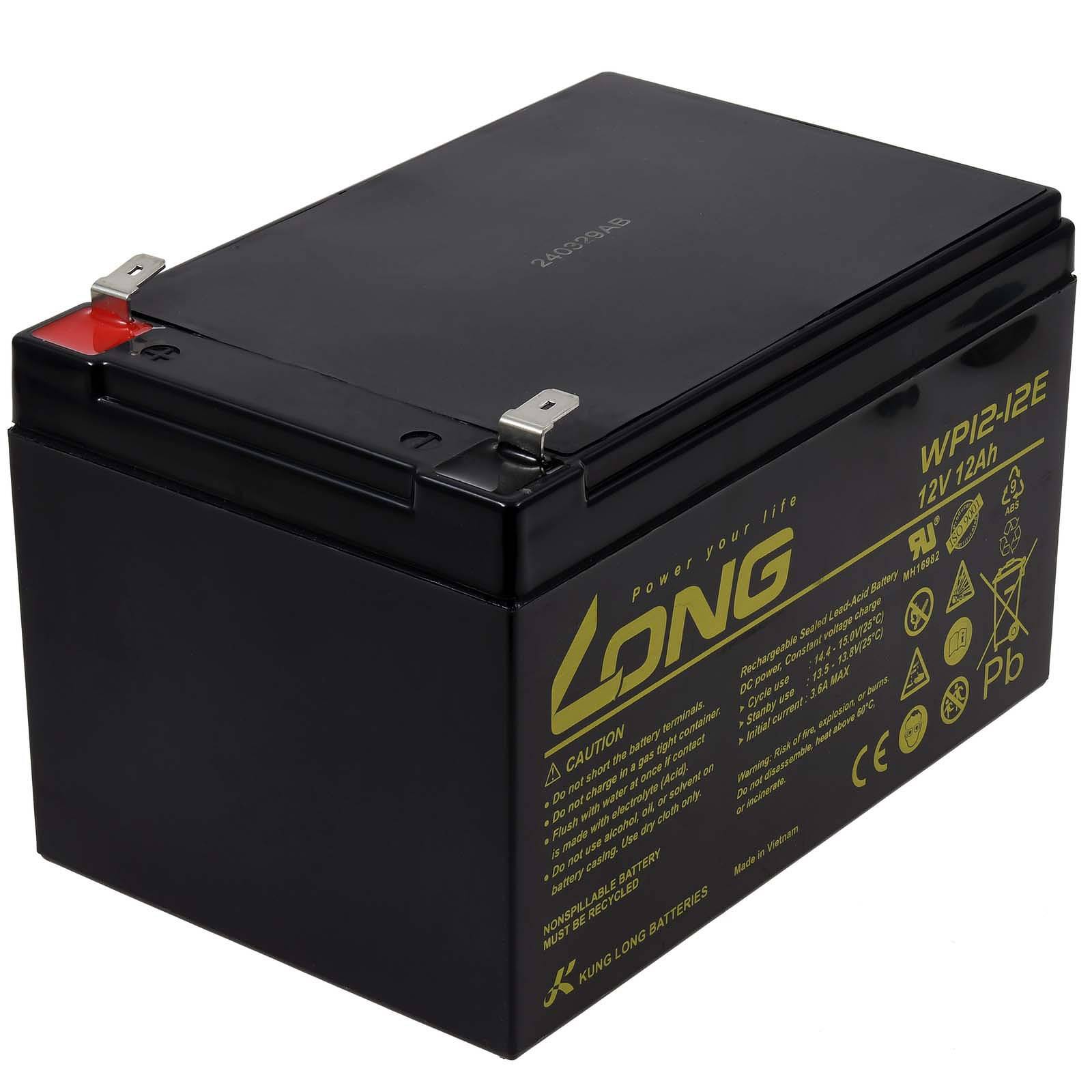 Long Bleiakku WP12-12E Vds mit 6,3mm Faston zyklenfest, 12V, Lead-Acid