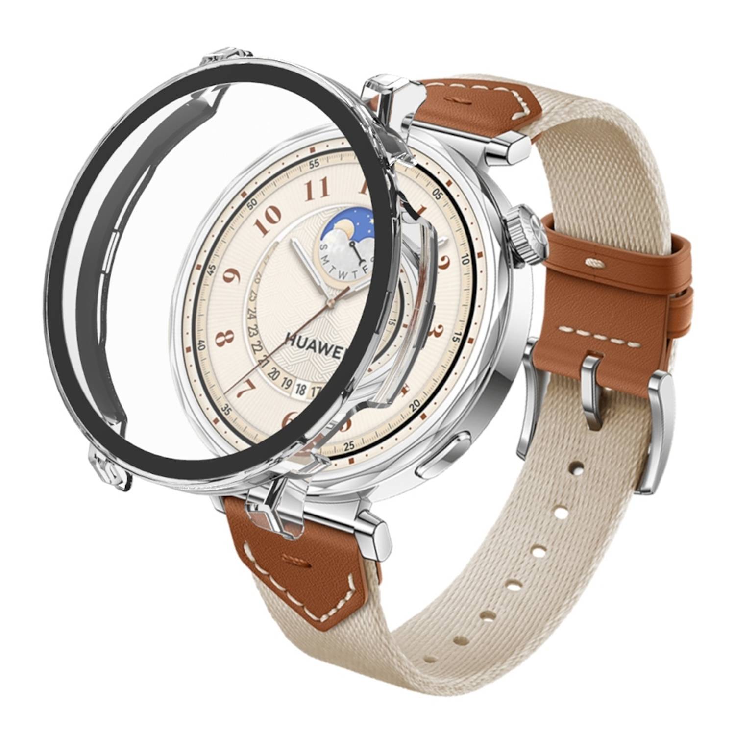 Für Huawei Watch GT 5 41mm Kunststoff PC Hülle + Schutz Hart Glas Transparent