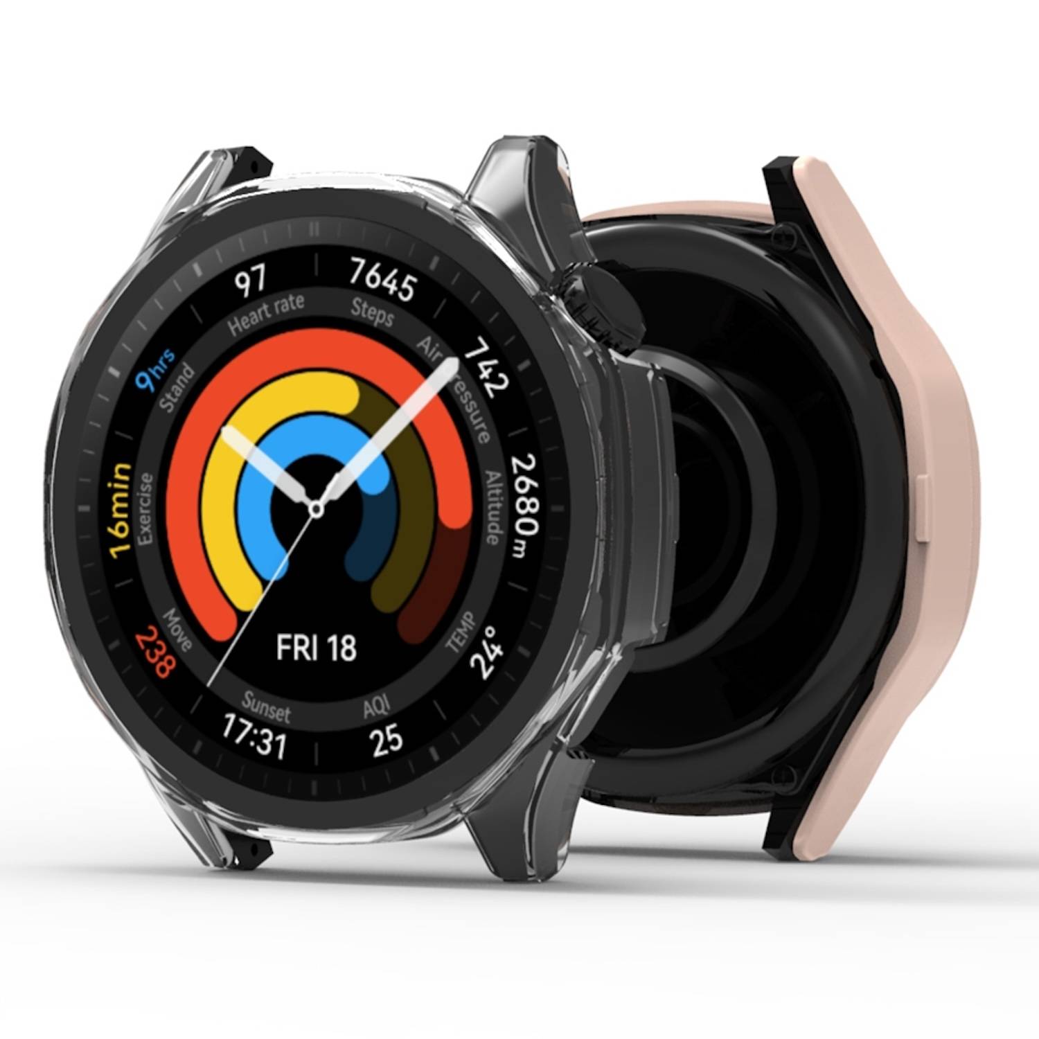 Für Huawei Watch GT 5 46mm Kunststoff PC Hülle + Schutz Hart Glas Transparent