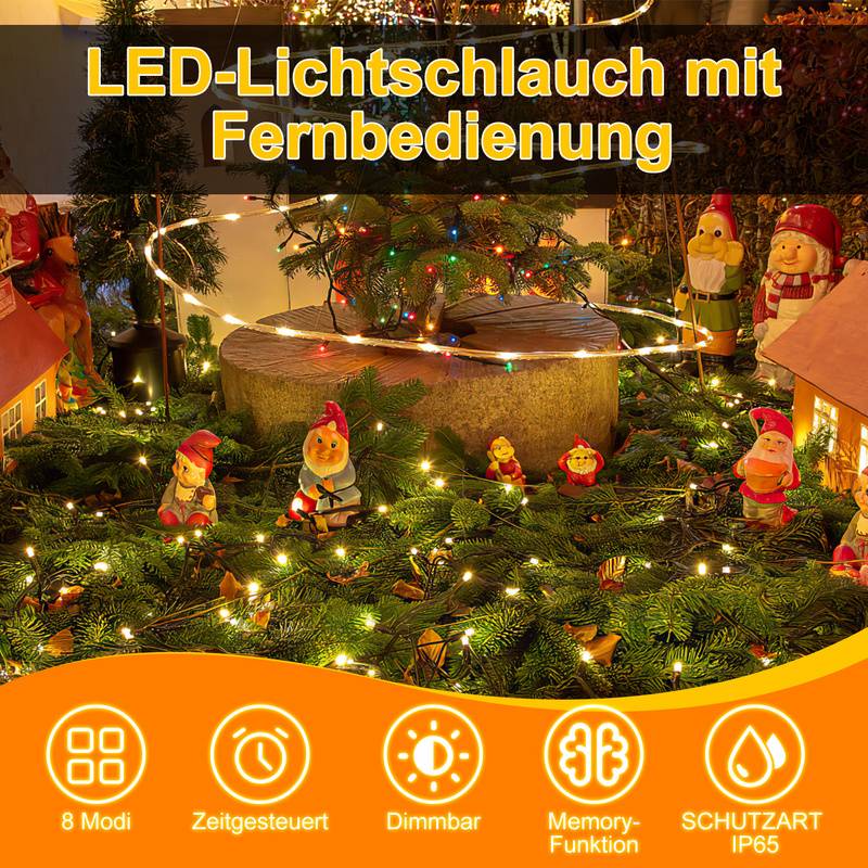 20m LED Lichtschlauch Außen Innen,480 LEDs Wasserfest LED Schlauch,Partylicht Dekobeleuchtung Weihnachten,WarmWeiß