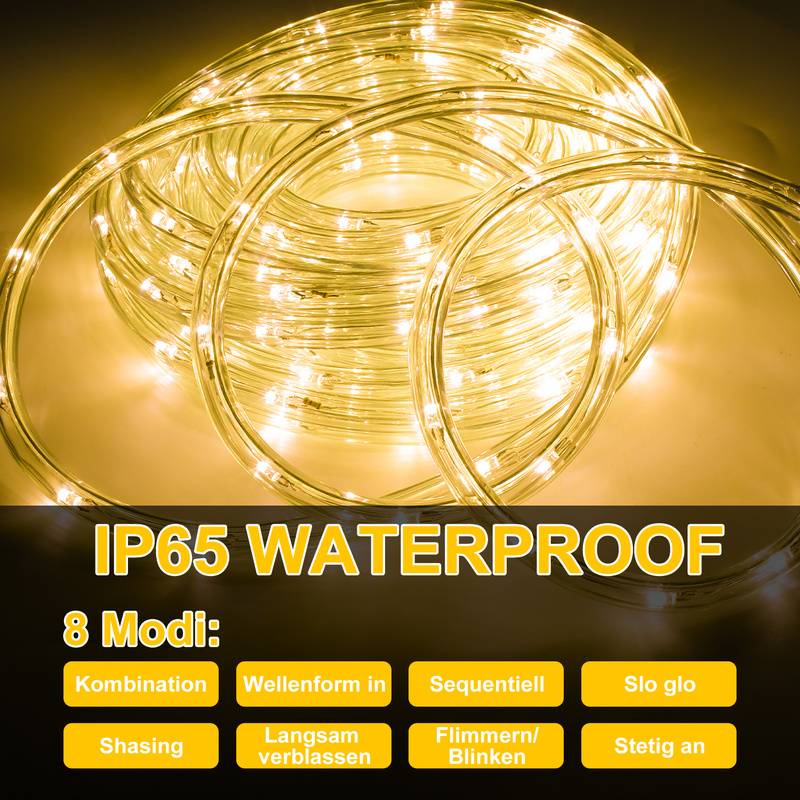 20m LED Lichtschlauch Außen Innen,480 LEDs Wasserfest LED Schlauch,Partylicht Dekobeleuchtung Weihnachten,WarmWeiß