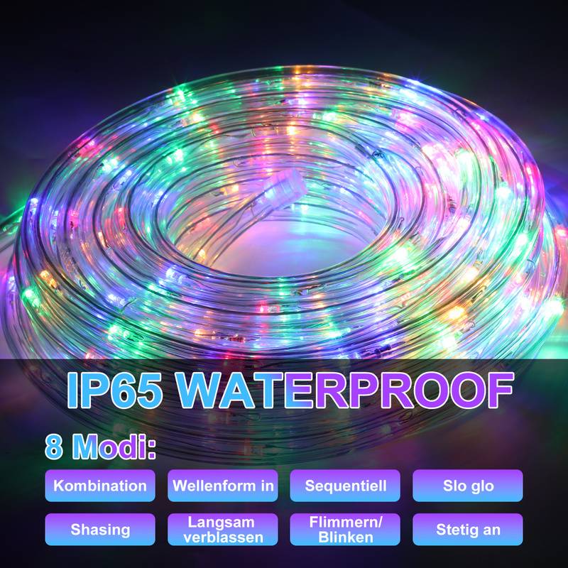 10m LED Lichtschlauch Außen Innen,240 LEDs Wasserfest LED Schlauch,Partylicht Dekobeleuchtung Weihnachten,Bunt