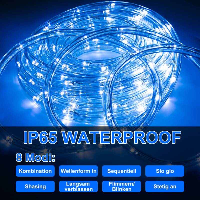 10m LED Lichtschlauch Außen Innen,240 LEDs Wasserfest LED Schlauch,Partylicht Dekobeleuchtung Weihnachten,Blau