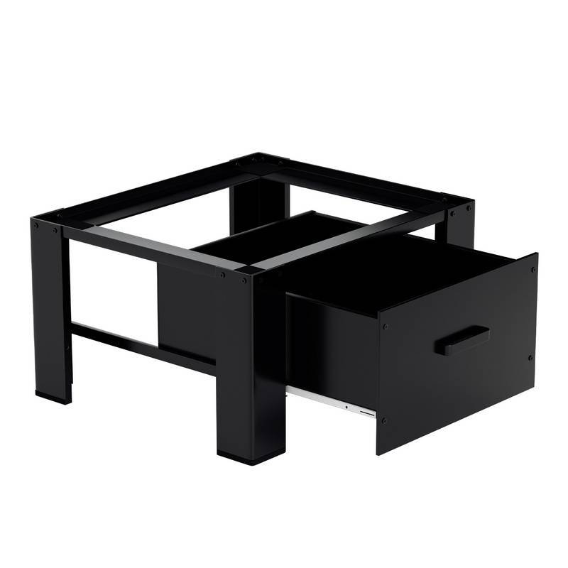 Waschmaschinen Untergestell mit schublade Schwarz Waschmaschinenunterschrank Waschmaschinen Sockel 62.5x54.5x32.5cm