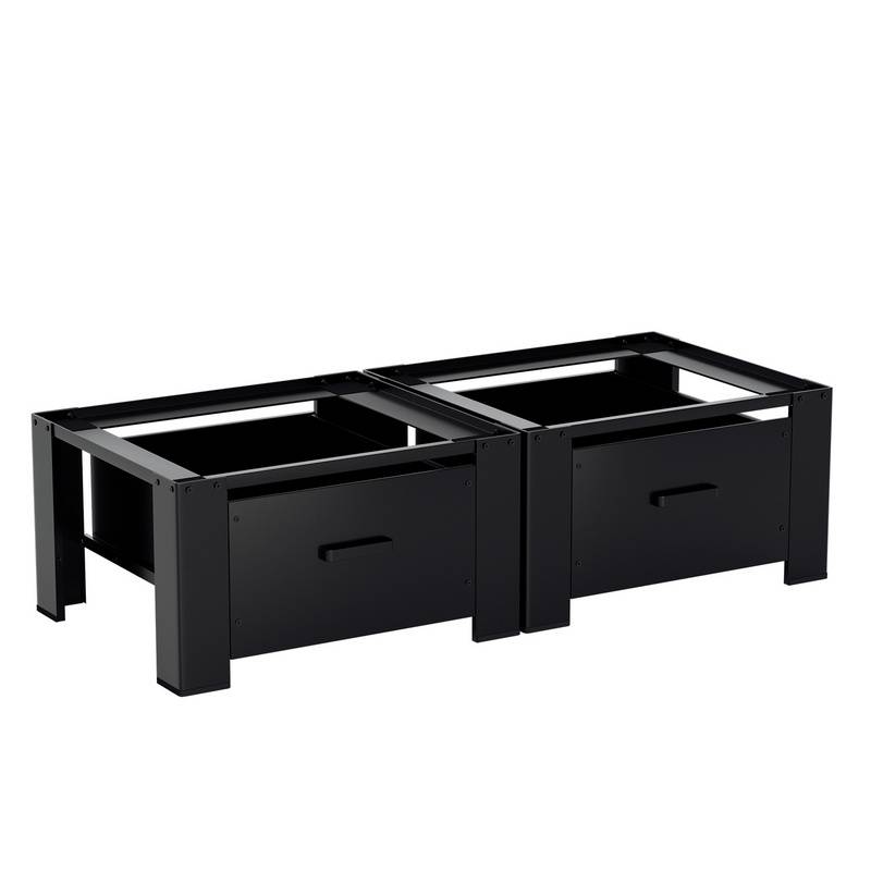 2x Waschmaschinen Untergestell mit schublade Schwarz Waschmaschinenunterschrank Waschmaschinen Sockel 62.5x54.5x32.5cm