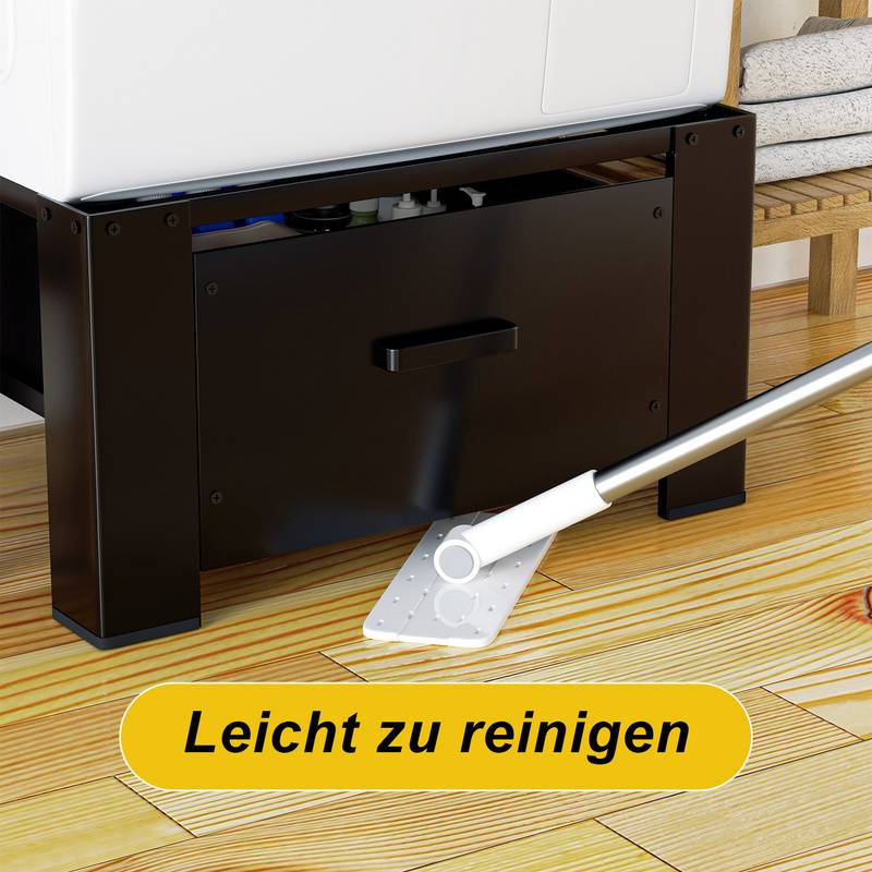 2x Waschmaschinen Untergestell mit schublade Schwarz Waschmaschinenunterschrank Waschmaschinen Sockel 62.5x54.5x32.5cm