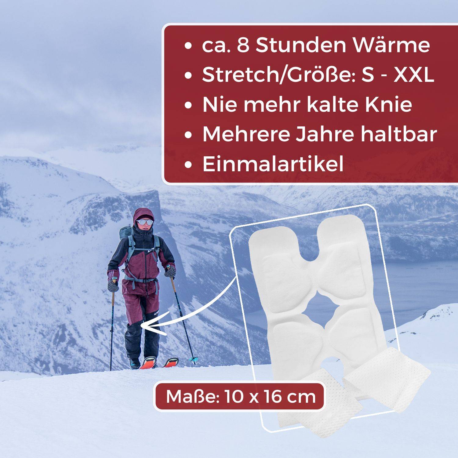 Thermopad 10x 4er-Pack für bis zu 8 Stunden Wärme am Knie I Stretchbänder + Klettverschluss
