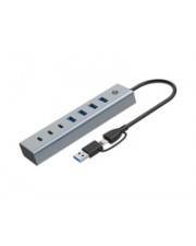CONCEPTRONIC 7-Port Hub USB-A3.0/-C Adap.->4xA3.0+o.Netz. gr Multimedia-Technik HUBs