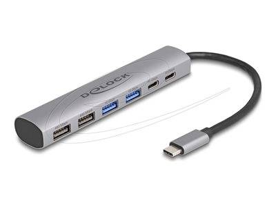 DELOCK 6 Port USB Hub mit 4x USB-A und 2x USB-C Buchse Multimedia-Technik HUBs