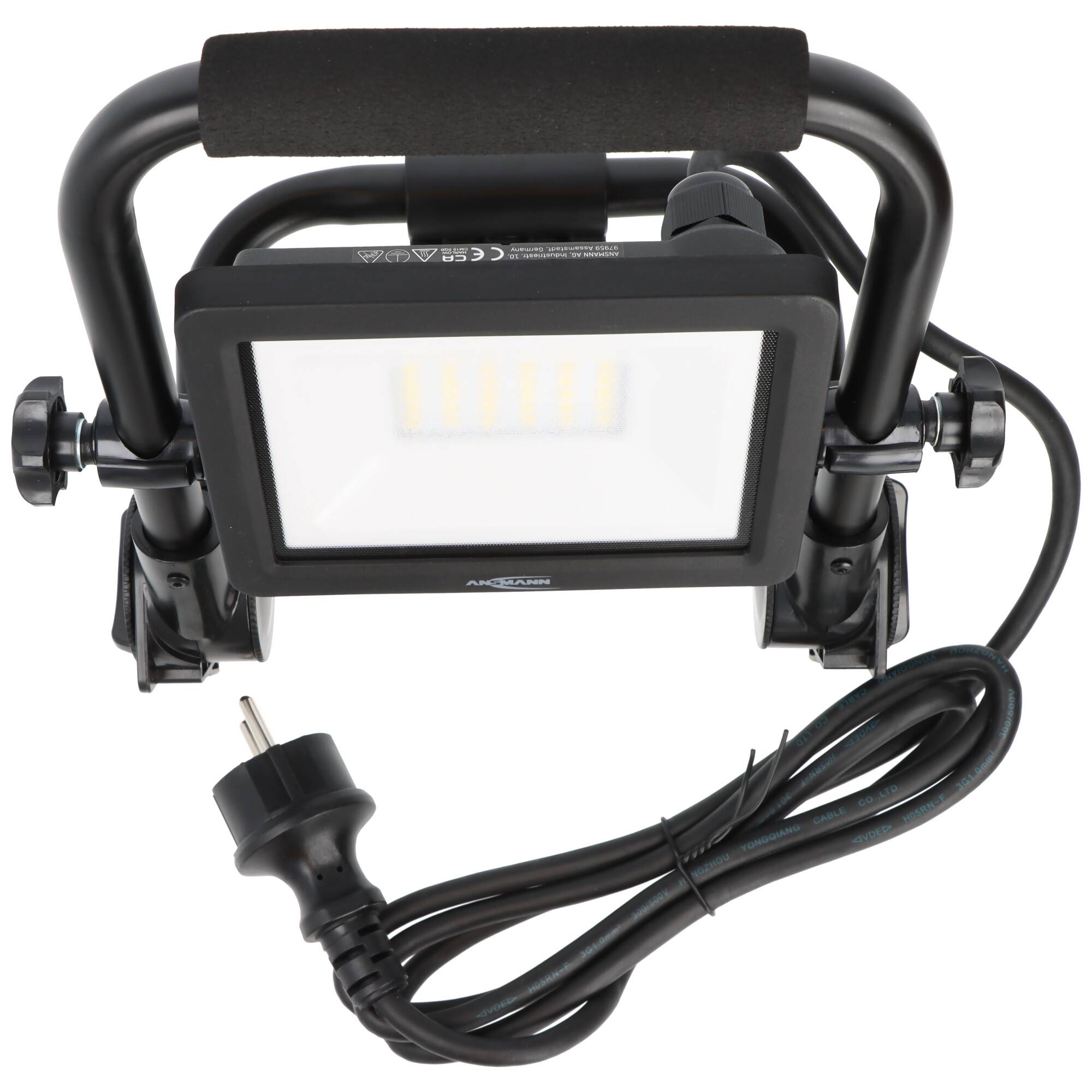 LED-Baustrahler FL20W-AC mit bis zu 2200 Lumen, tragbarer Arbeitsscheinwerfer, Kabellänge 1,8 Meter, 360° verstellbar