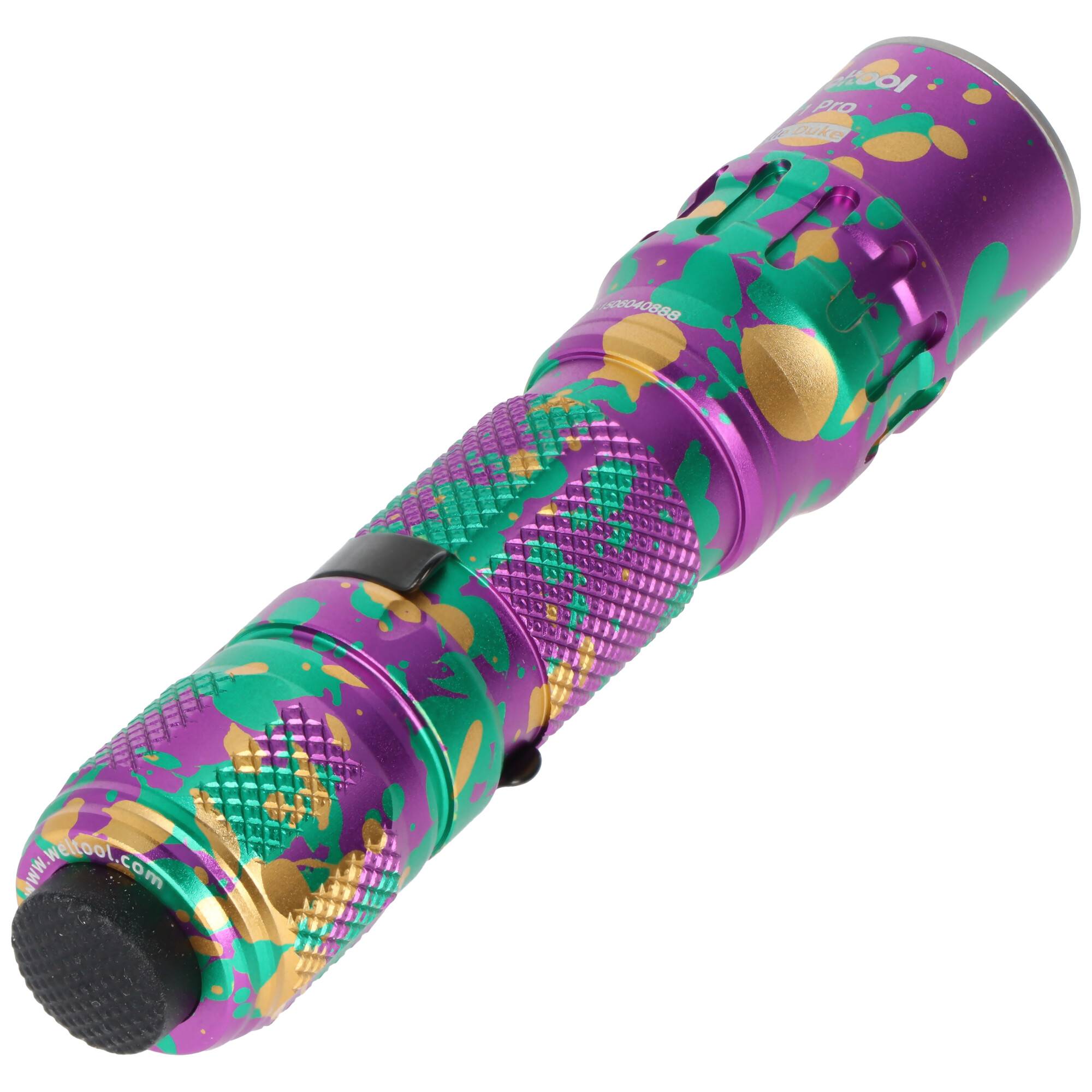 Weltool T1 Pro V2 LED-Taschenlampe mit bis zu 550 Lumen, Mini-Leuchte, farbenfrohes Design, inkl. 14500 Li-Ion Akku