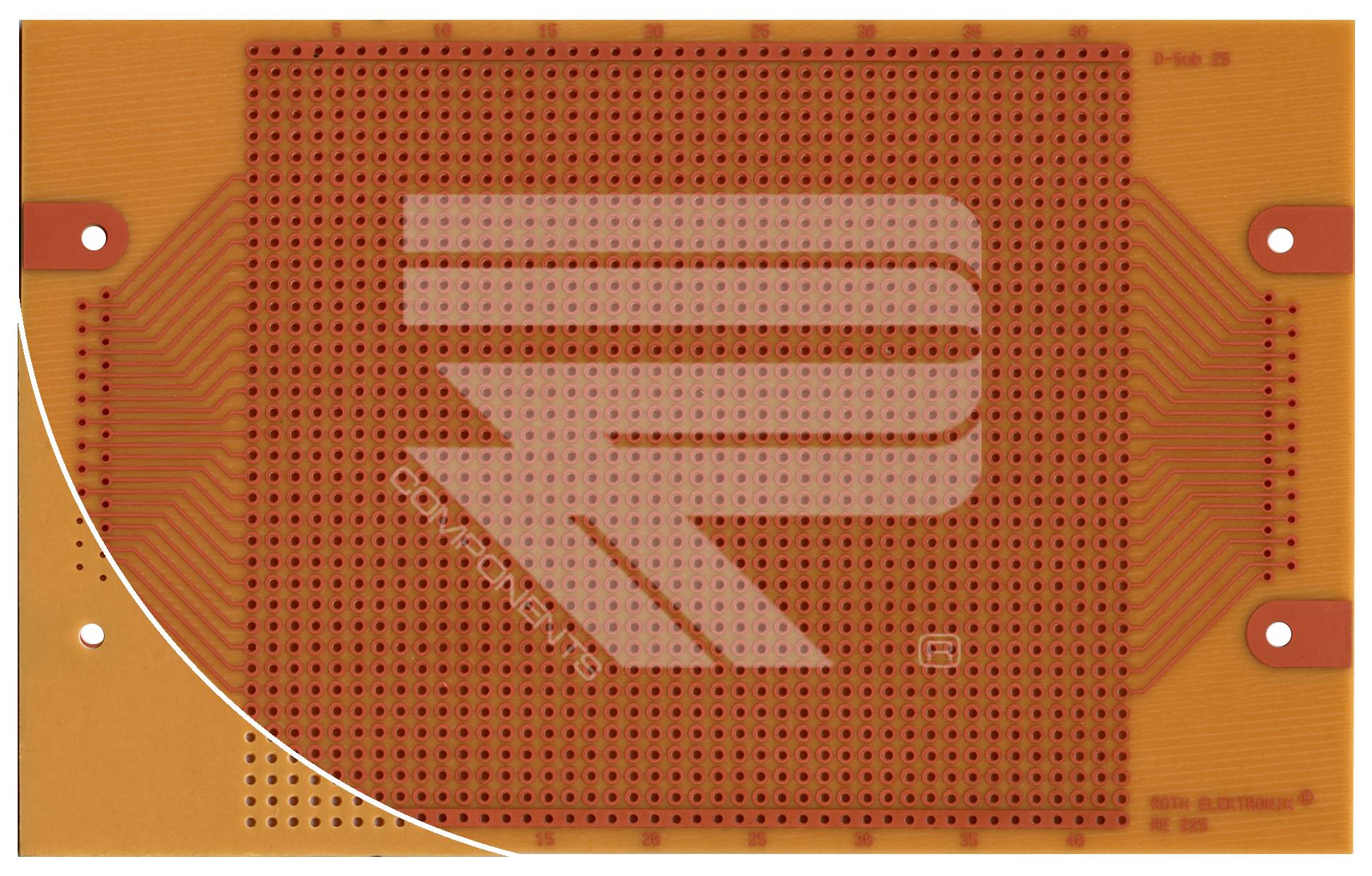 Roth Elektronik RE225-HP Laborkarte Hartpapier RM 2,54 mm D-Sub 25-pol.