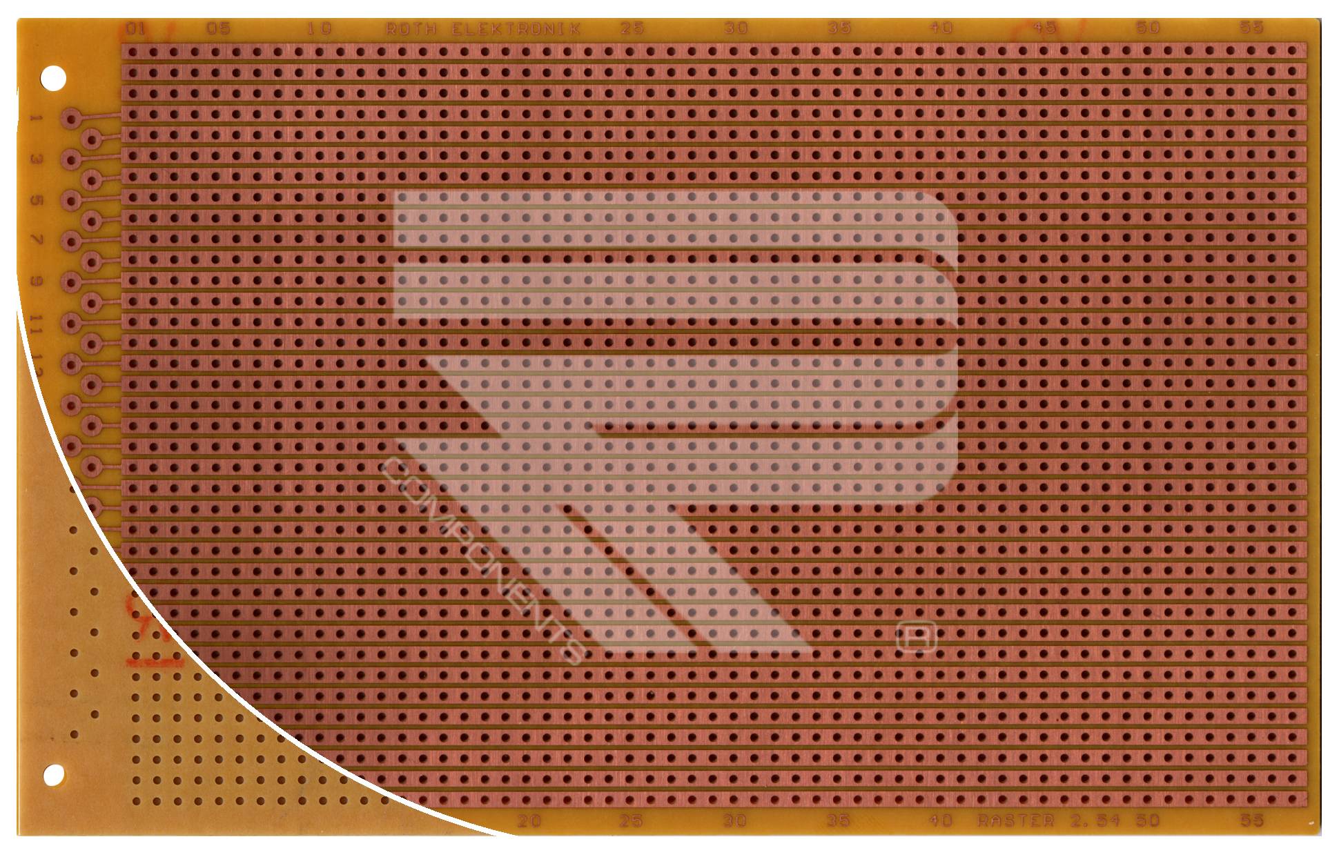 Roth Elektronik RE522-HP Laborkarte Hartpapier RM 2,54 mm 31-pol. Streifen