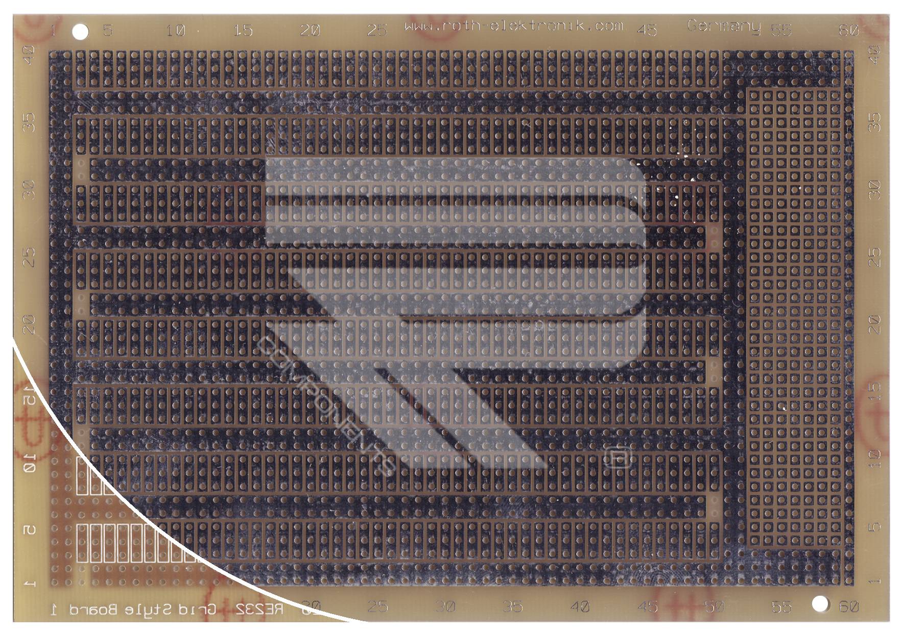 Roth Elektronik RE232-LF Laborkarte Epoxyd RM 2,54 mm 4,5" x 6,5"