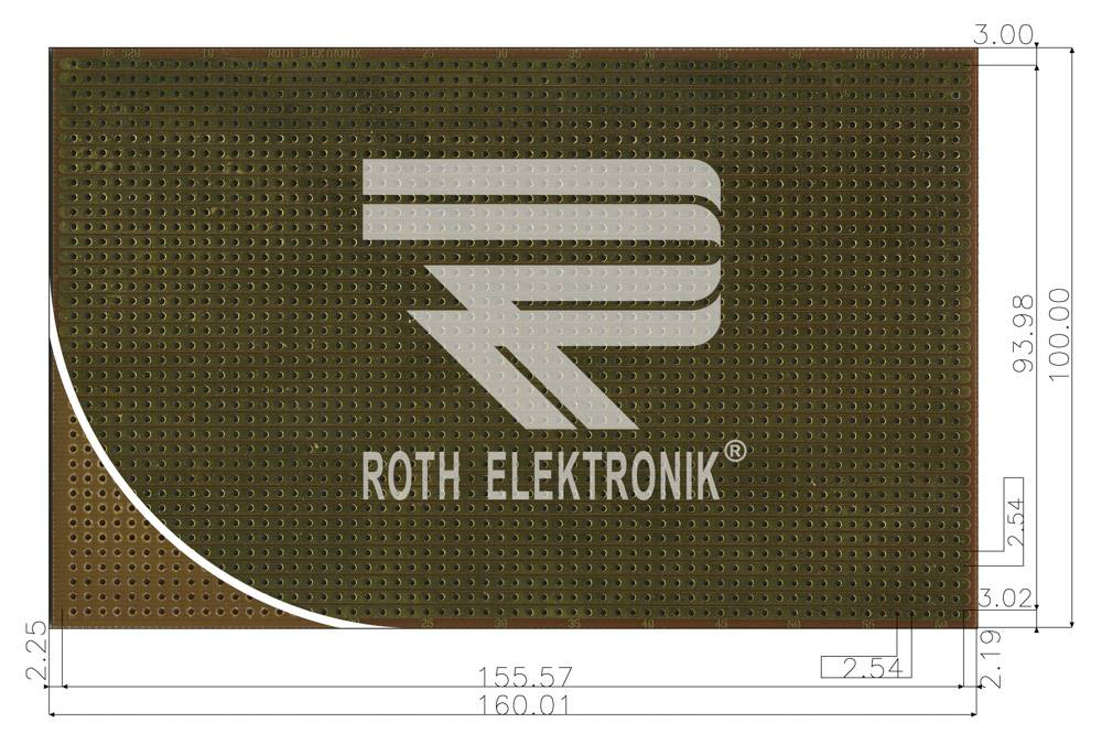 Roth Elektronik RE520-HT Laborkarte Epoxyd RM 2,54 mm Streifen