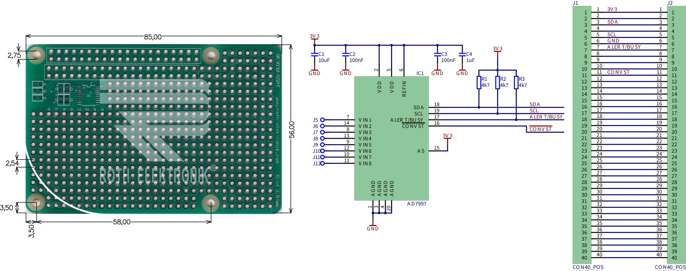 Roth Elektronik RE3032-DSPT Raspberry Pi Zubeh&ouml;r Analog-Digital-Wandler