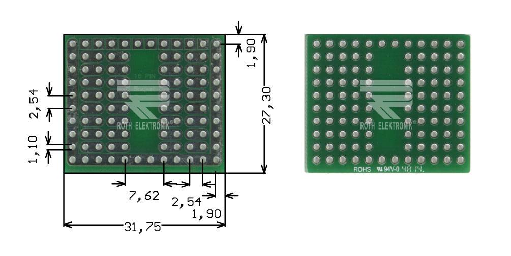Roth Elektronik RE943-S1 Bread Board 16-Pin-Sockel 31,75 x 27,30 mm